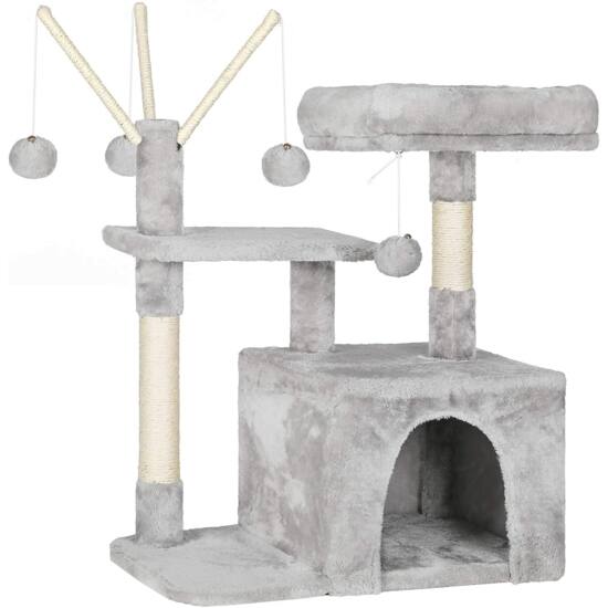Penjalica za mačke 72 cm 3 pompona, svijetlo siva | FEANDREA-vitahome.hr