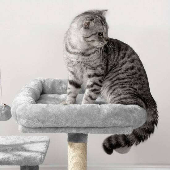 Penjalica za mačke 72 cm 3 pompona, svijetlo siva | FEANDREA-vitahome.hr
