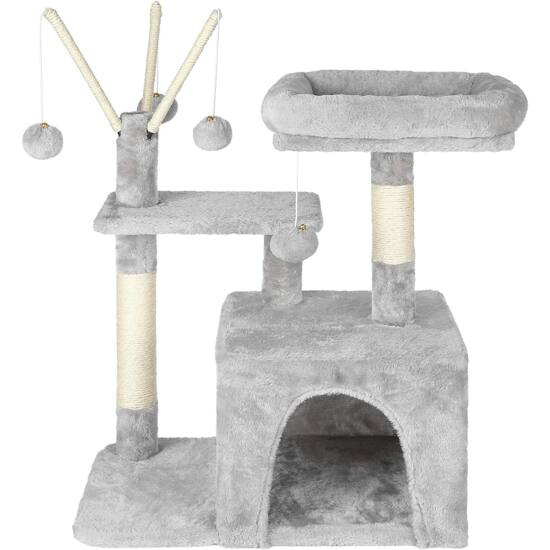 Penjalica za mačke 72 cm 3 pompona, svijetlo siva | FEANDREA-vitahome.hr