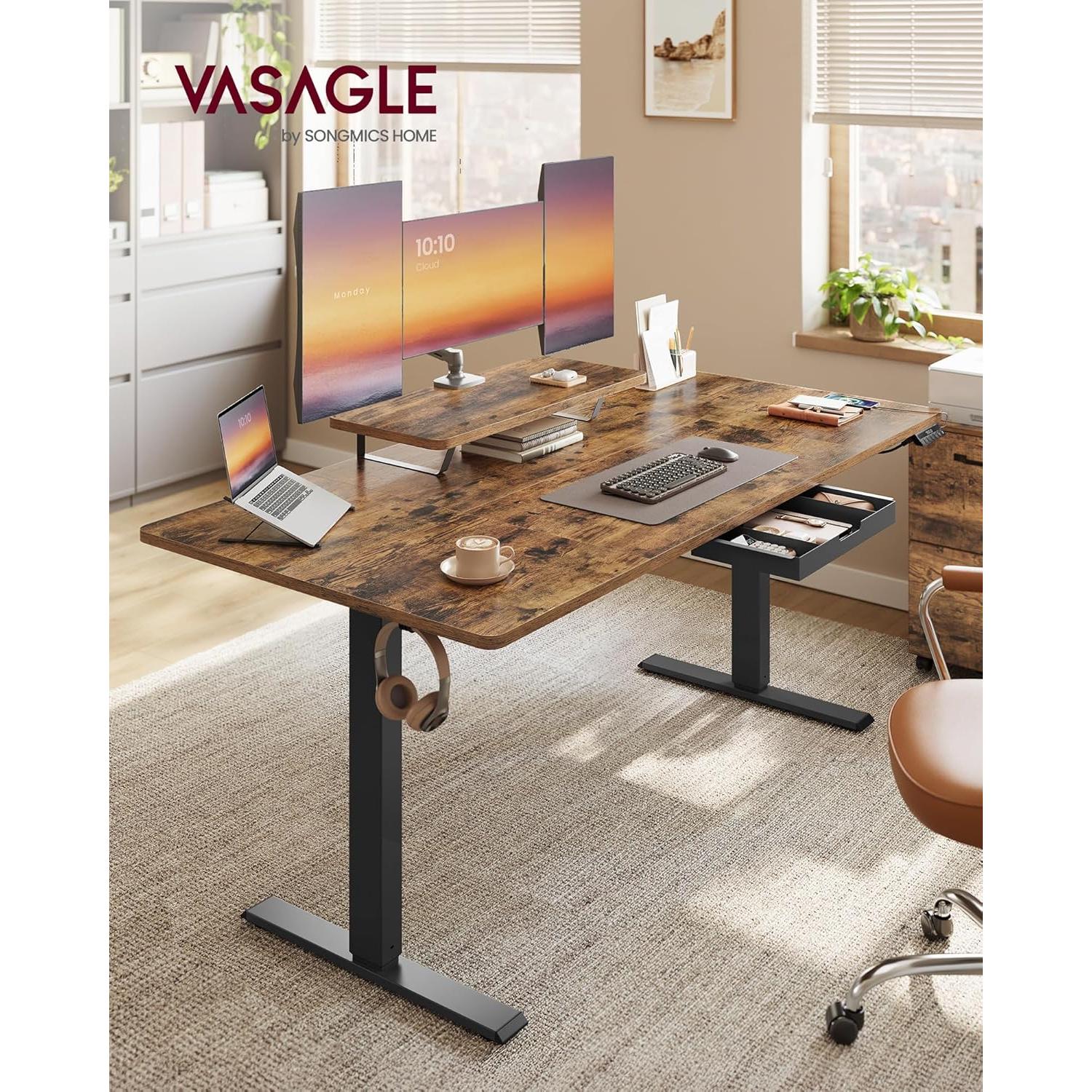 Pisaći stol s podesivom visinom, 160 x 80 cm, vintage smeđa