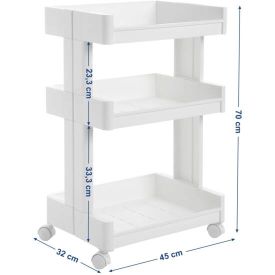 Plastična kolica s kotačima za kuhinju / ured / kupaonicu, 45 x 32 x 70 cm-SONGMICS-Vita Home