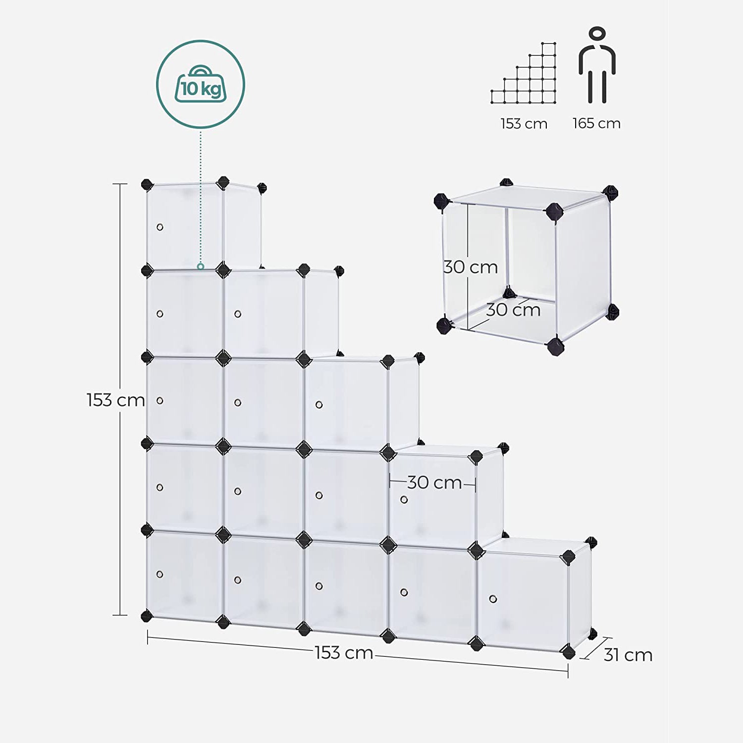 Plastični stalak za cipele, kockasti organizator | SONGMICS-vitahome.hr