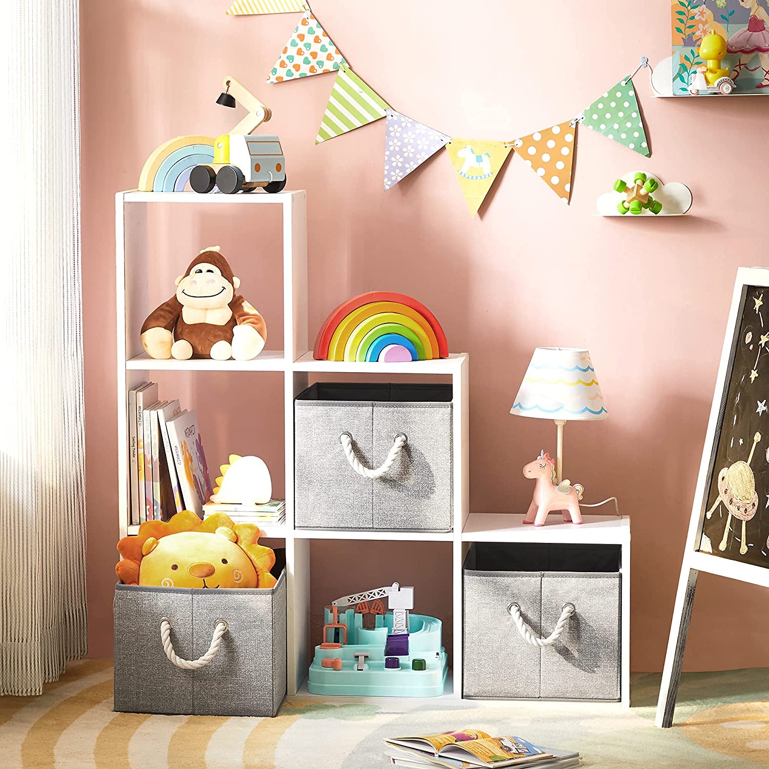 Platnene kutije za pohranu, set od 3 kom, 40 x 25 x 30 cm, sive | SONGMICS-vitahome.hr