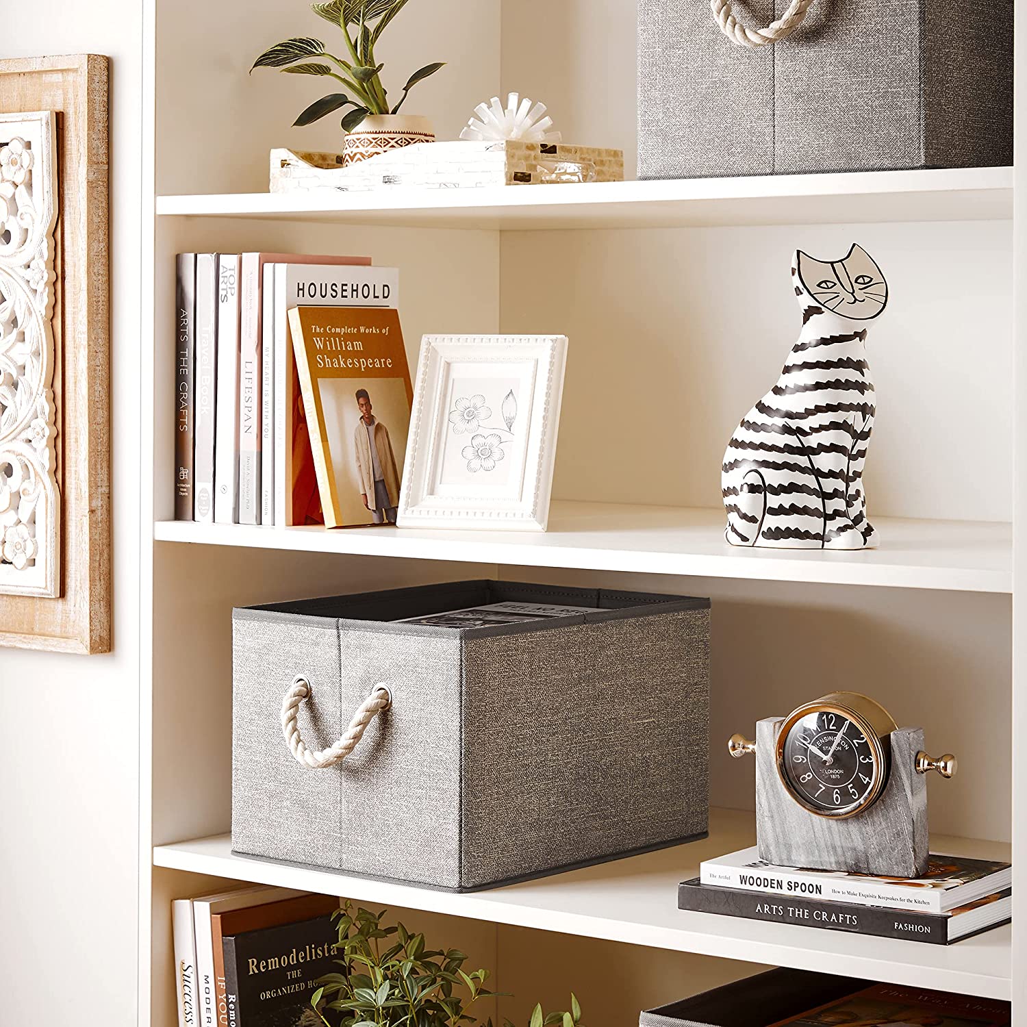 Platnene kutije za pohranu, set od 3 kom, 40 x 25 x 30 cm, sive | SONGMICS-vitahome.hr