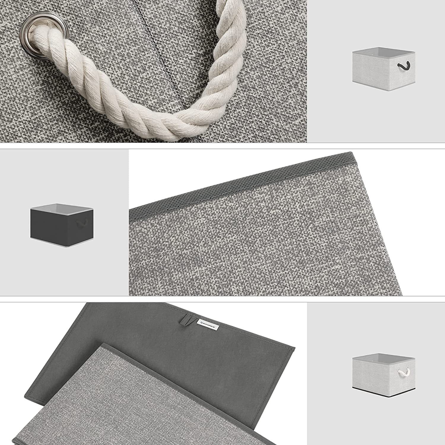 Platnene kutije za pohranu, set od 3 kom, 40 x 25 x 30 cm, sive | SONGMICS-vitahome.hr