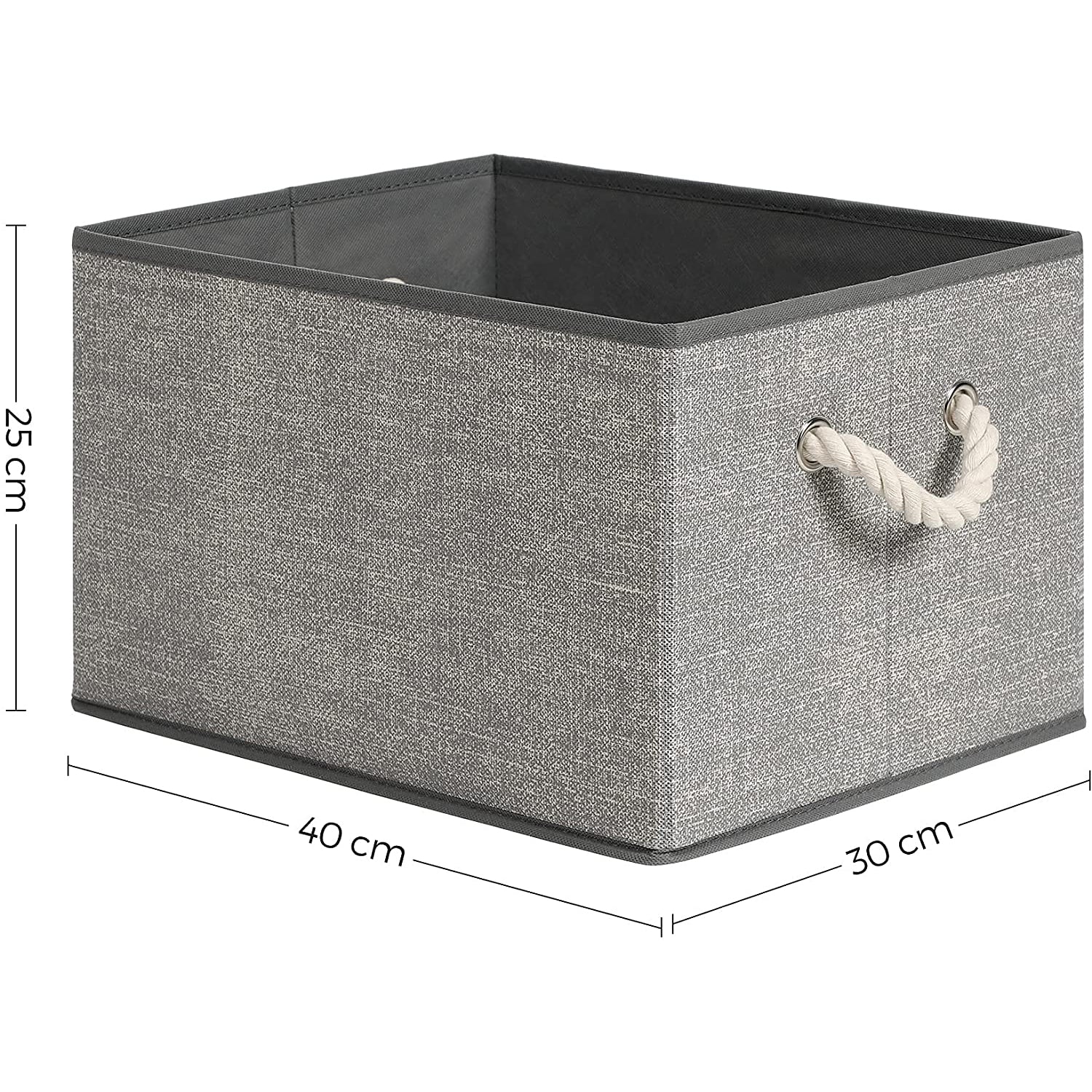 Platnene kutije za pohranu, set od 3 kom, 40 x 25 x 30 cm, sive | SONGMICS-vitahome.hr