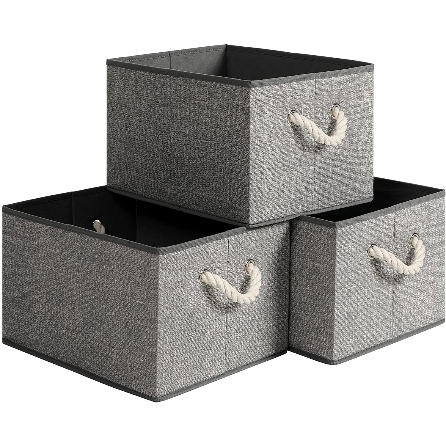 Platnene kutije za pohranu, set od 3 kom, 40 x 25 x 30 cm, sive | SONGMICS-vitahome.hr