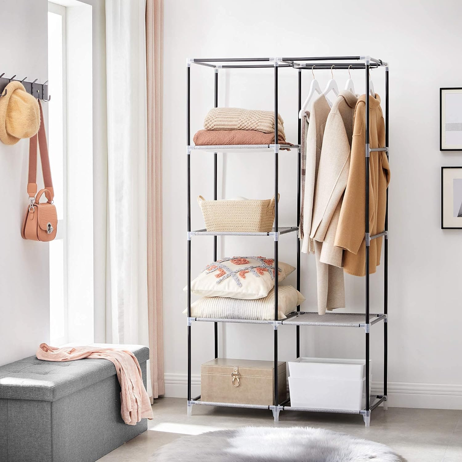 Platneni ormar sa 6 polica, sivi | SONGMICS-vitahome.hr