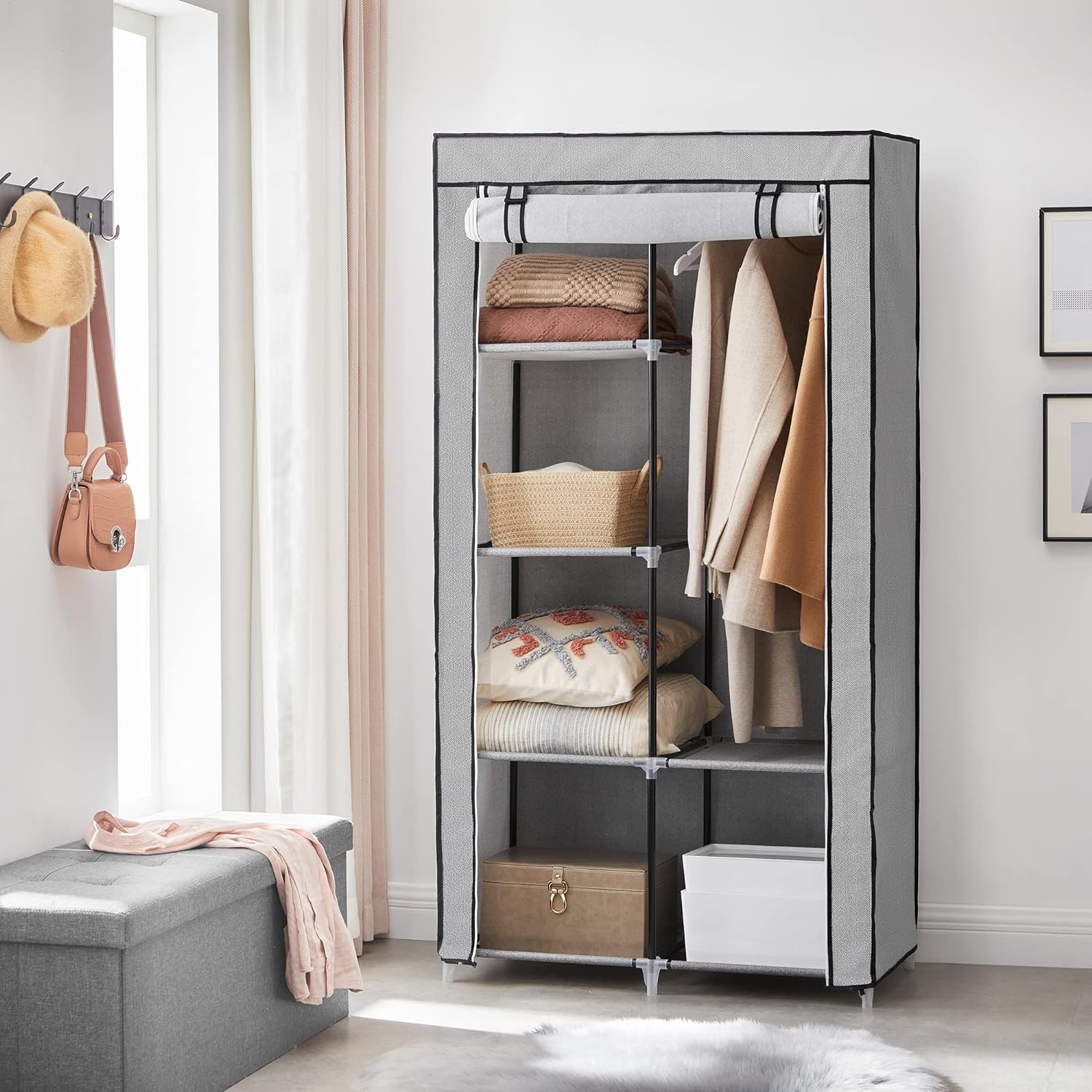 Platneni ormar sa 6 polica, sivi | SONGMICS-vitahome.hr