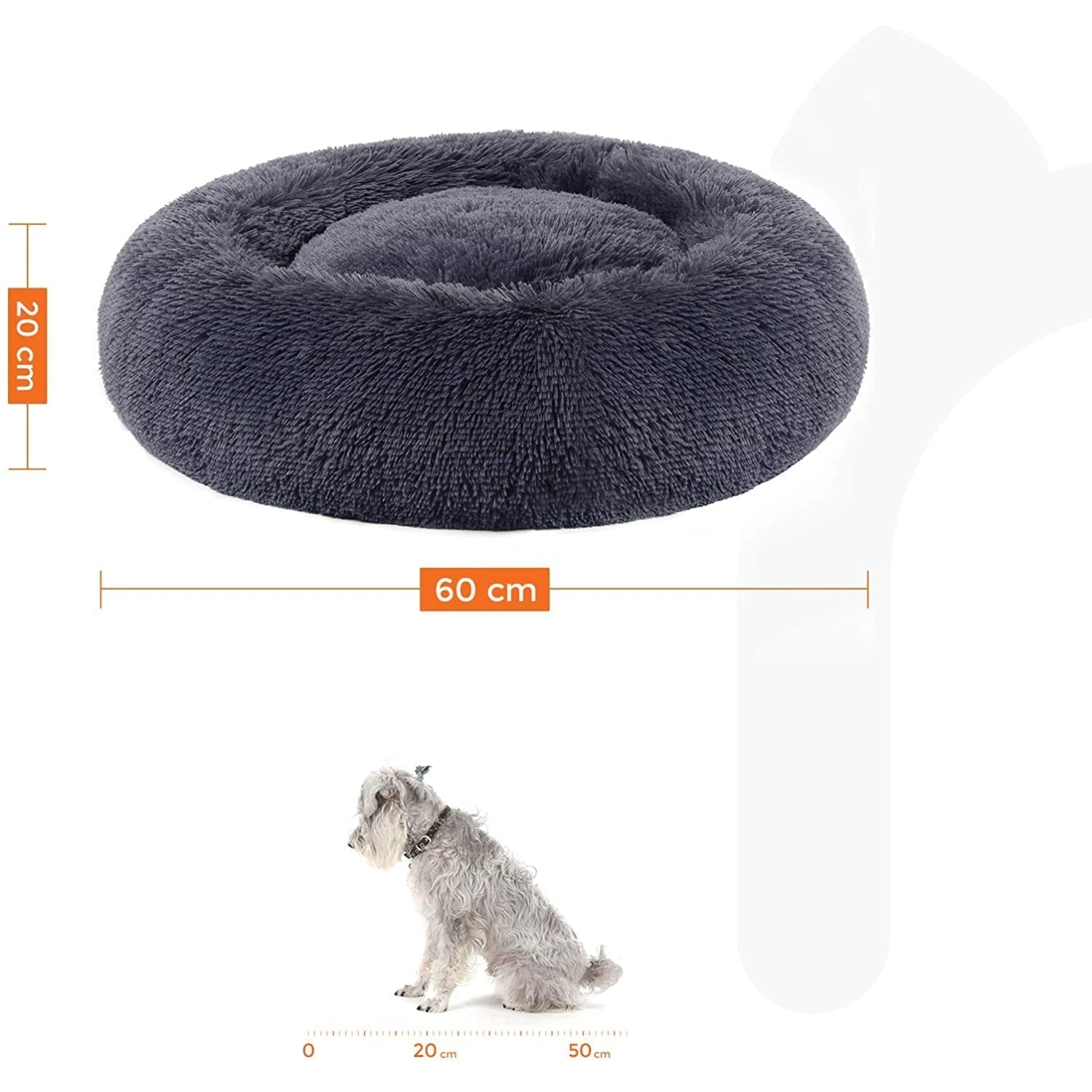 Plišani, okrugli krevetić za mačke i manje rase pasa, 60 cm, tamno sive boje | FEANDREA | FEANDREA-vitahome.hr