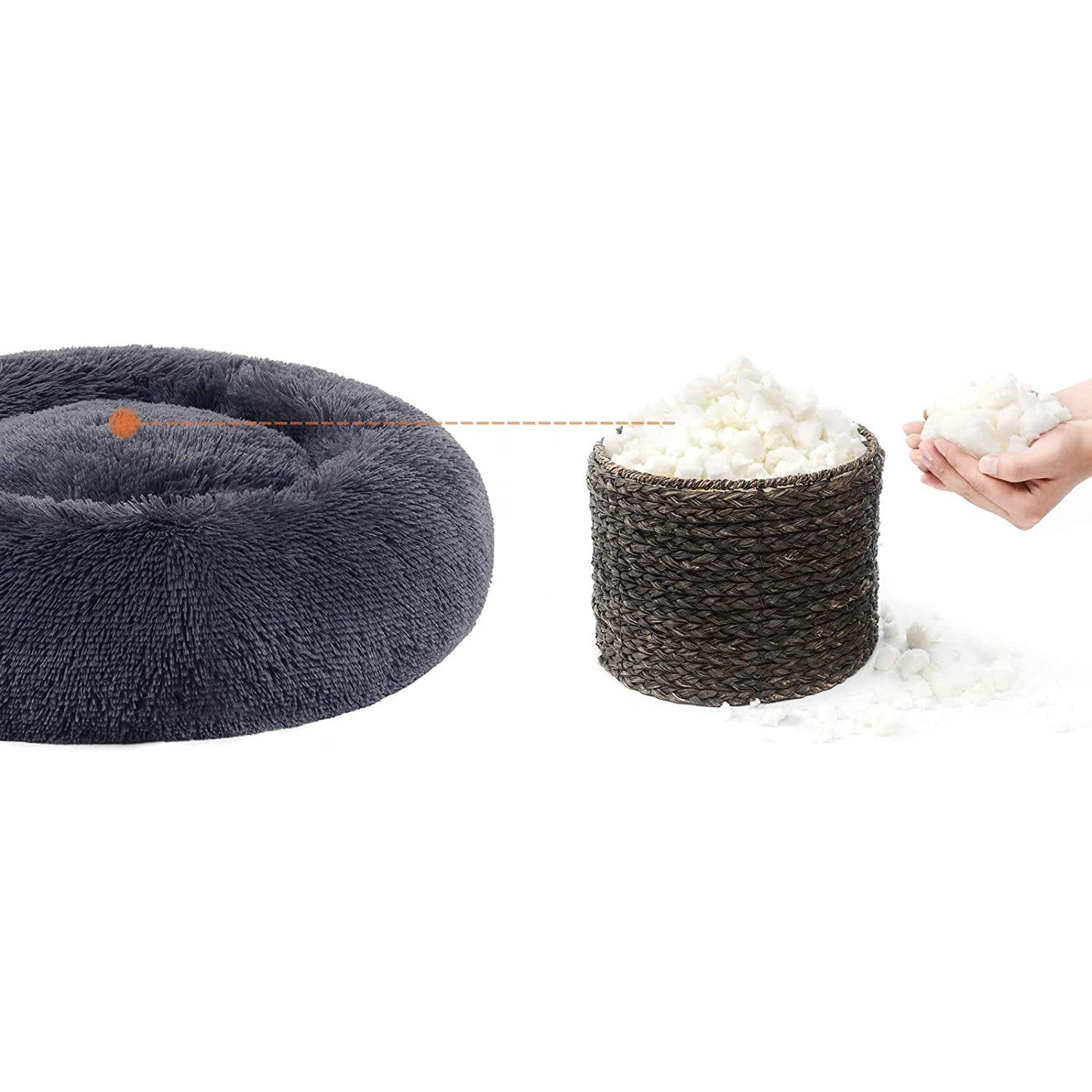 Plišani, okrugli krevetić za mačke i manje rase pasa, 60 cm, tamno sive boje | FEANDREA | FEANDREA-vitahome.hr