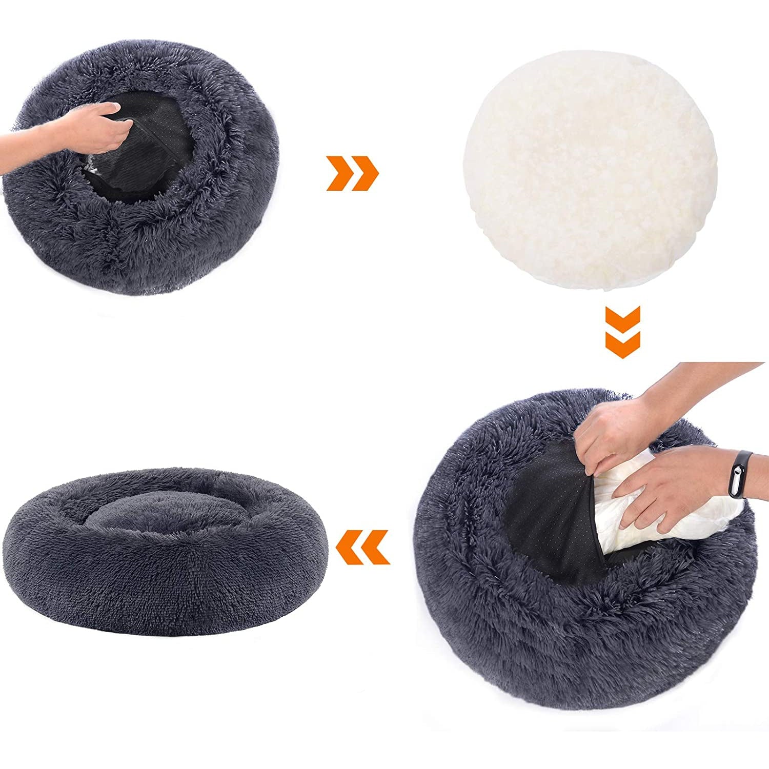 Plišani, okrugli krevetić za mačke i manje rase pasa, 60 cm, tamno sive boje | FEANDREA | FEANDREA-vitahome.hr