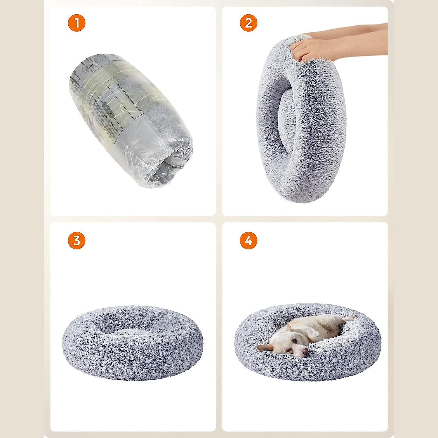 Plišani, okrugli krevetić za mačke i pse srednje veličine, 80 cm, svijetlo siva | FEANDREA | FEANDREA-vitahome.hr