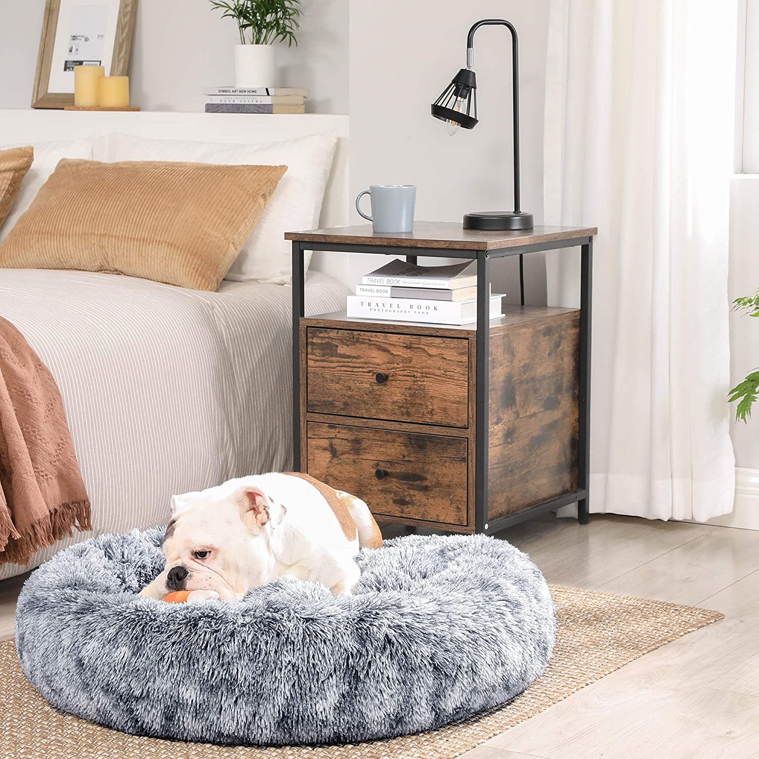 Plišani, okrugli krevetić za mačke i pse srednje veličine, 80 cm, svijetlo siva | FEANDREA | FEANDREA-vitahome.hr