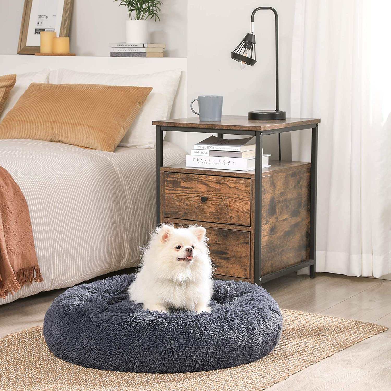 Plišani, okrugli krevetić za mačke i sitne pse, 50 cm, tamno sive boje | FEANDREA | FEANDREA-vitahome.hr