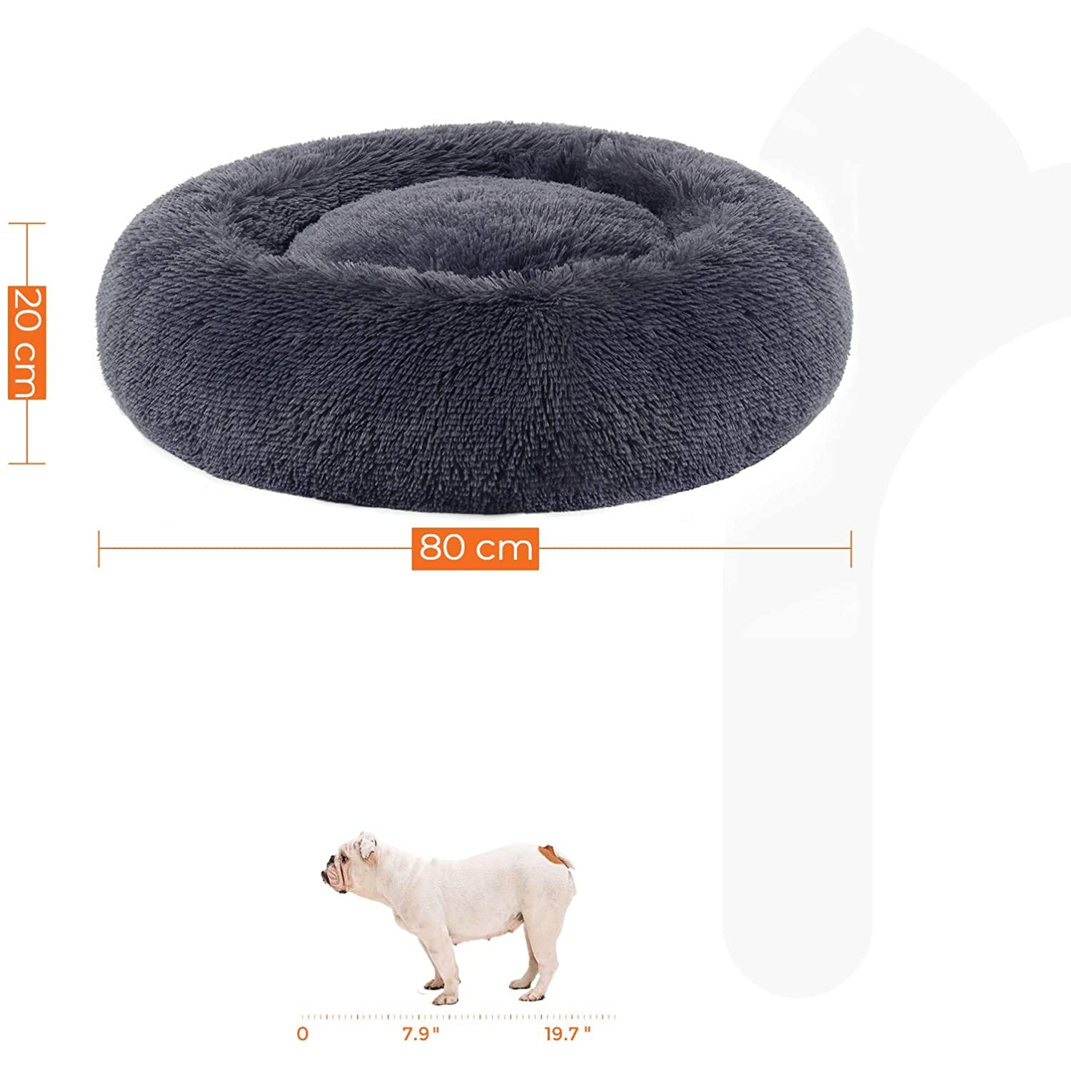 Plišani, okrugli krevetić za mačke i srednje pse, 80 cm, tamno sive boje | FEANDREA | FEANDREA-vitahome.hr