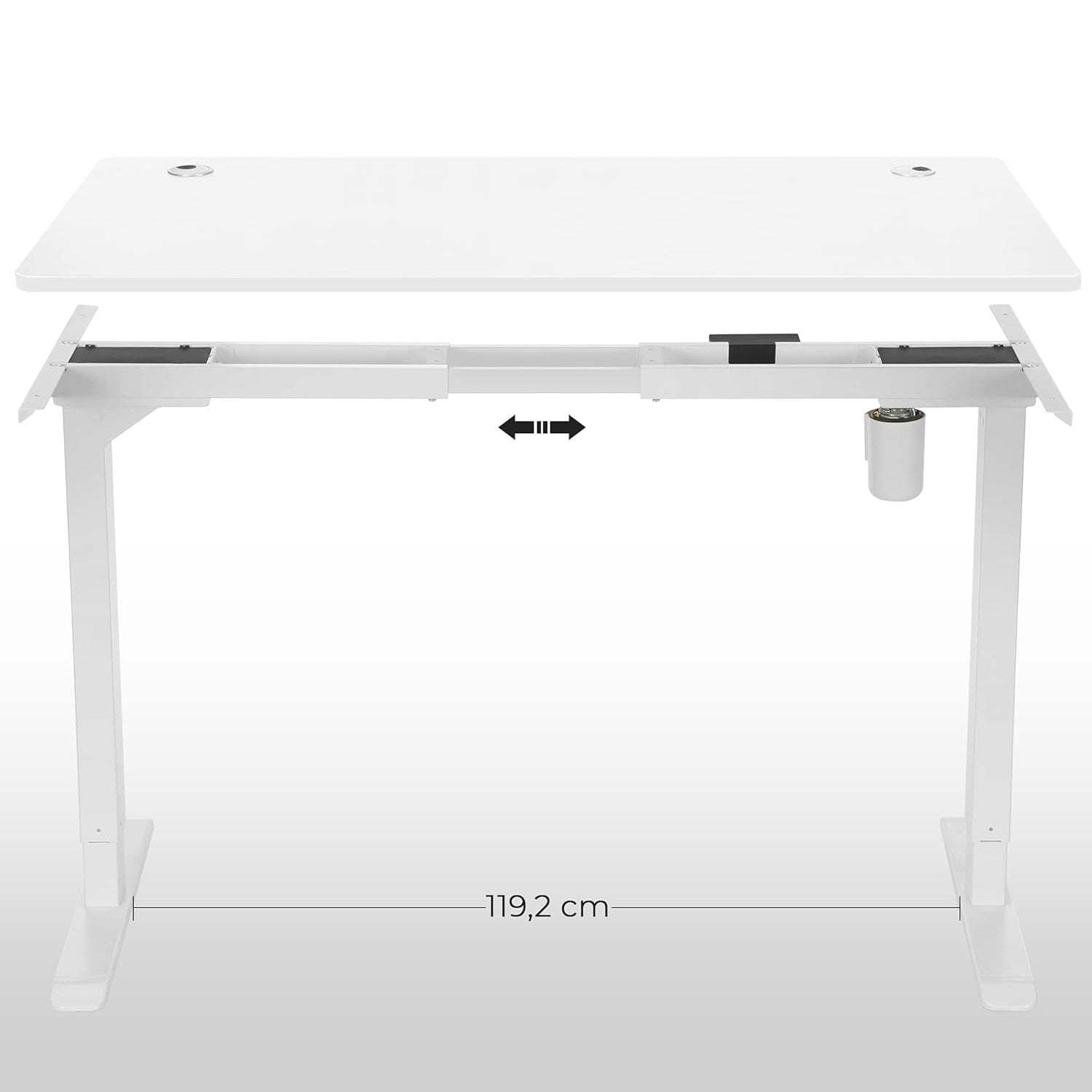 Ploča za električni stol, sa zaobljenim glatkim rubovima, 60 x 140 cm, bijela | SONGMICS-vitahome.hr