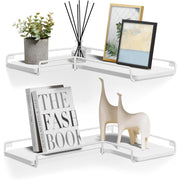 Plutajuće police, set od 2 komada, L-oblikovana kutna zidna polica, bijela