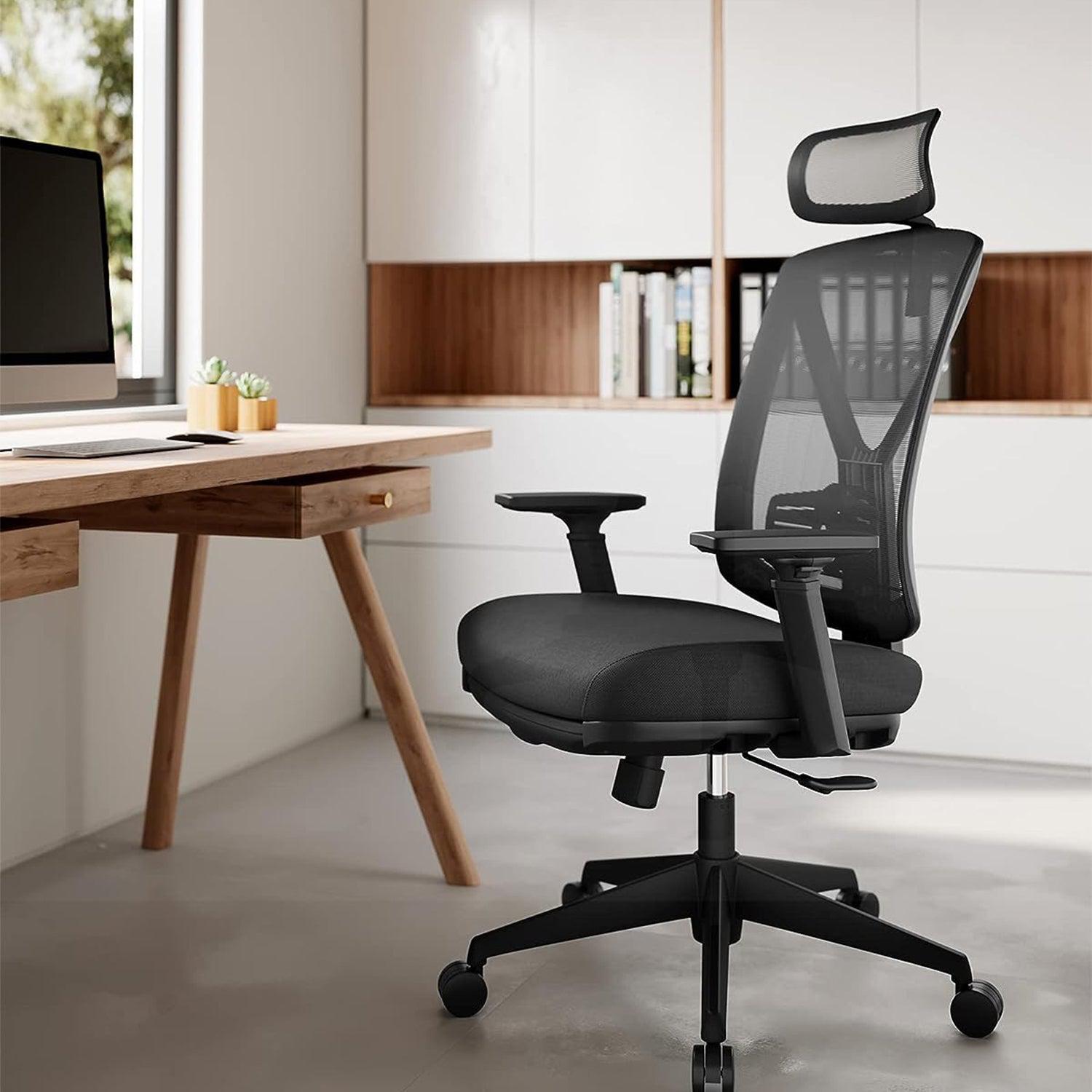 Podesiva ergonomska uredska stolica s osloncem za noge, glavu i ruke, crna | SONGMICS-vitahome.hr