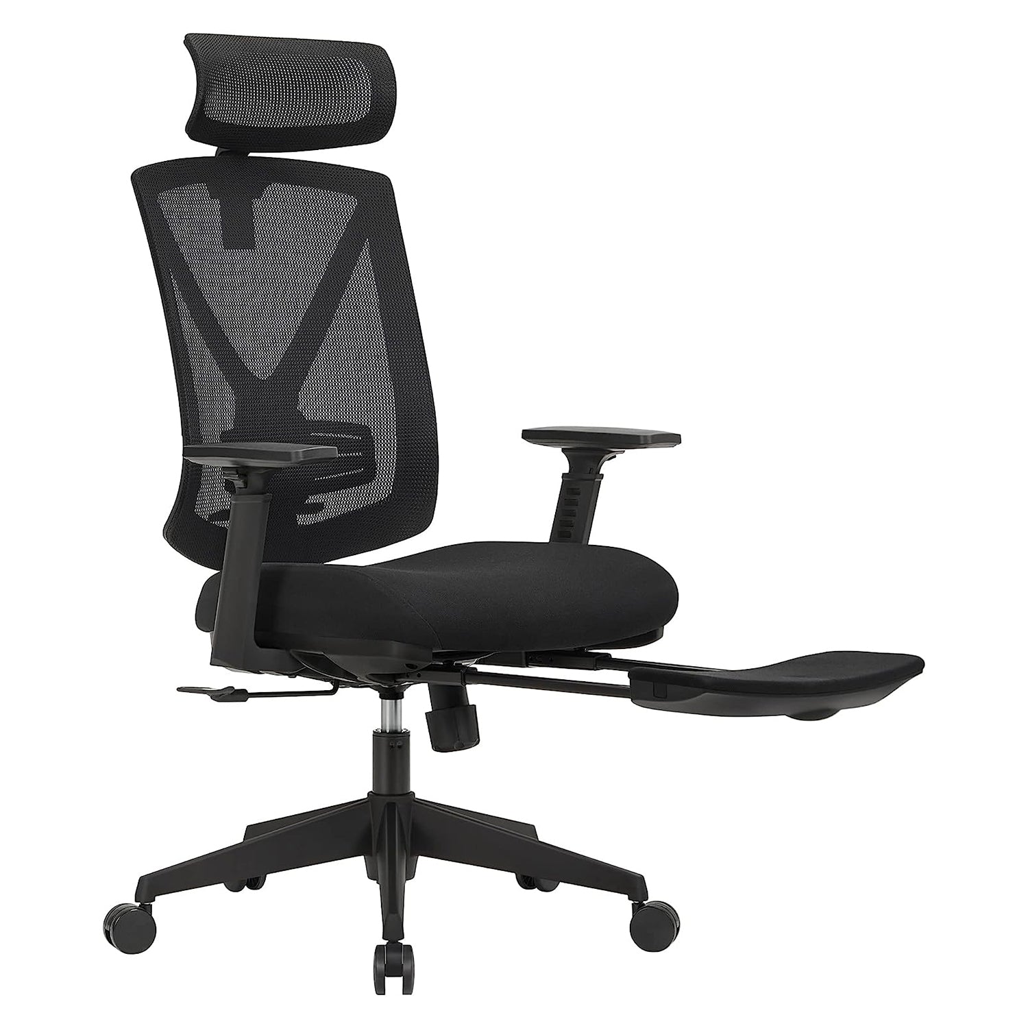 Podesiva ergonomska uredska stolica s osloncem za noge, glavu i ruke, crna | SONGMICS-vitahome.hr