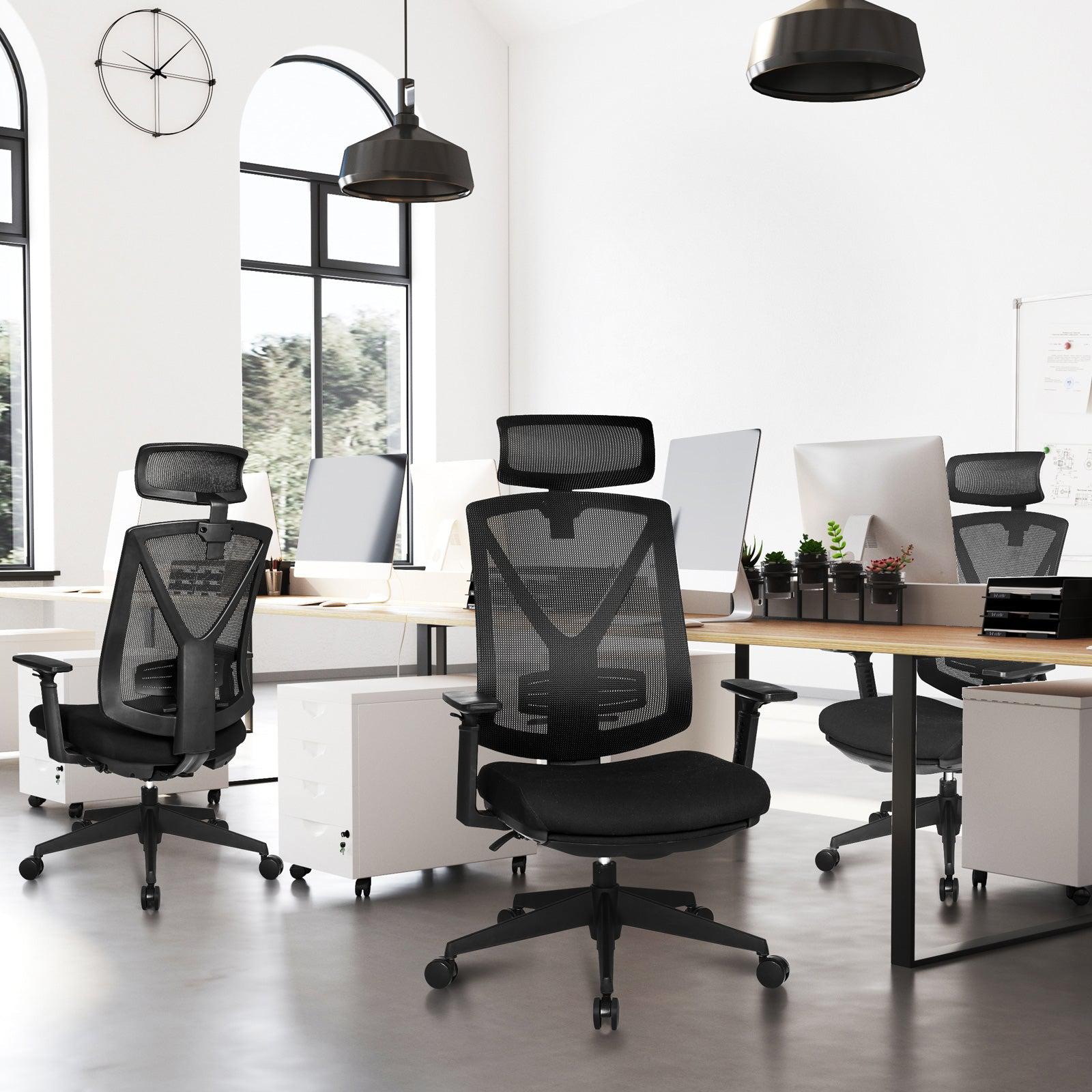 Podesiva ergonomska uredska stolica s osloncem za noge, glavu i ruke, crna | SONGMICS-vitahome.hr