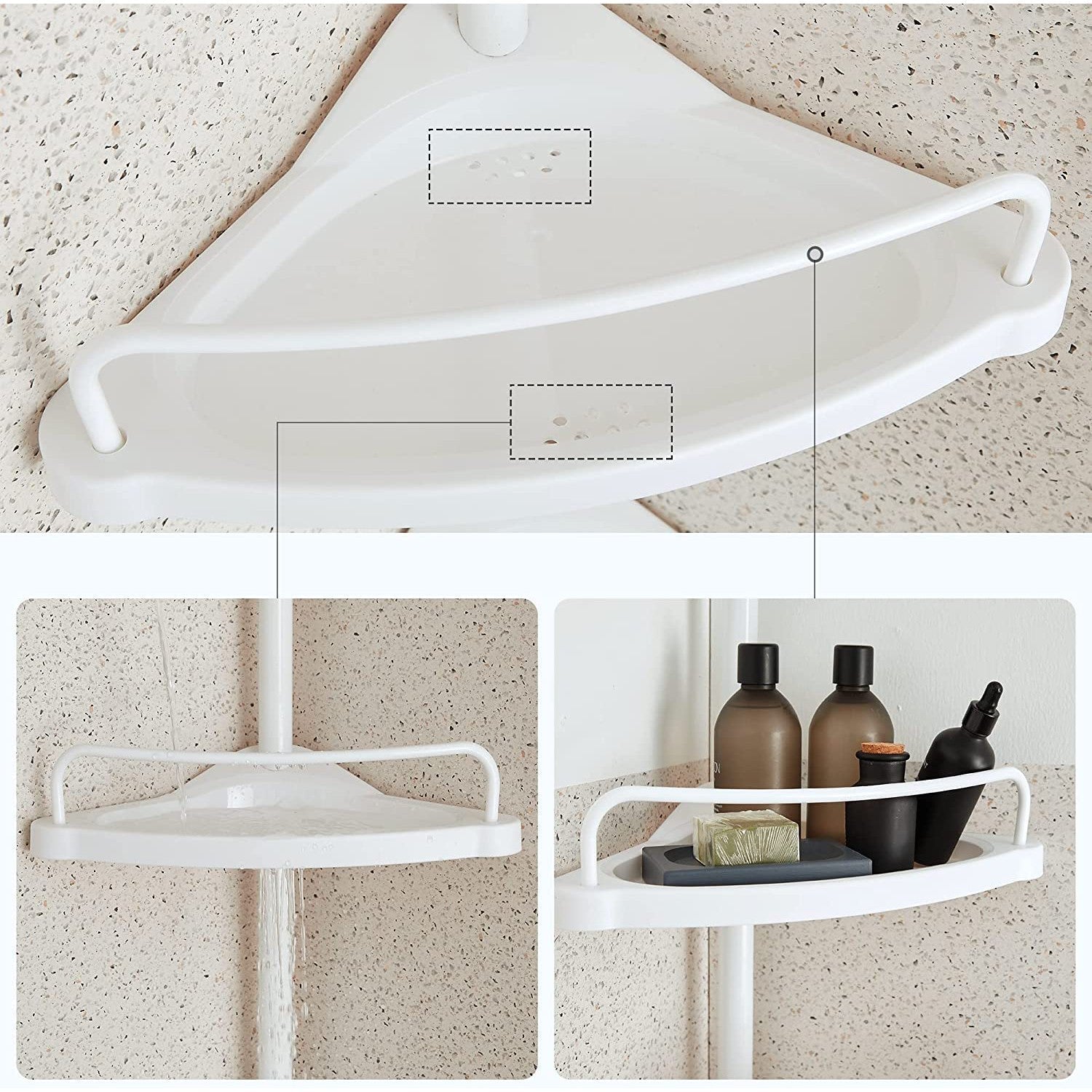 Podesiva teleskopska kupaonska kutna polica, 85-305 cm | SONGMICS-vitahome.hr