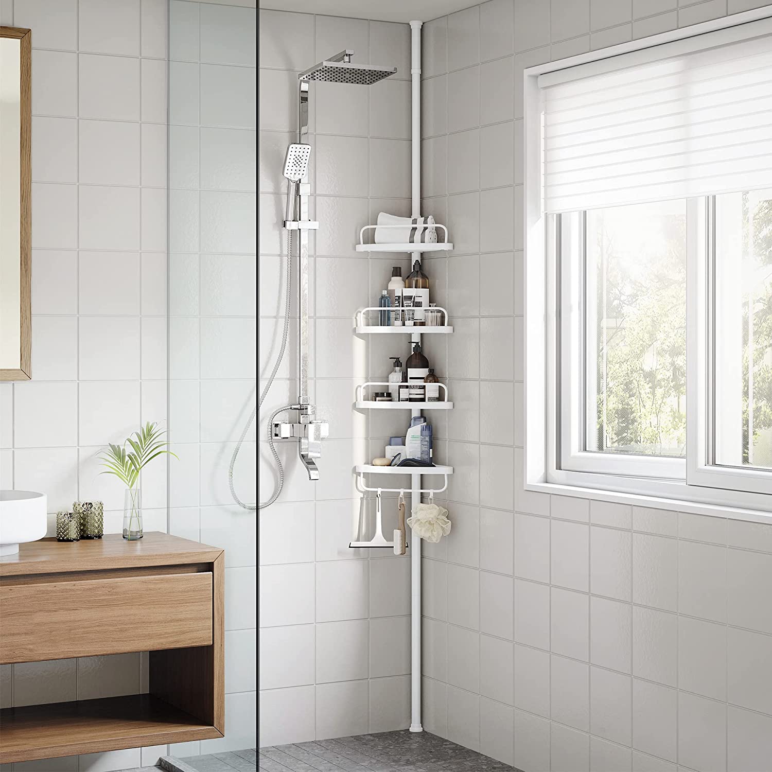 Podesiva teleskopska kupaonska kutna polica, 85-305 cm | SONGMICS-vitahome.hr