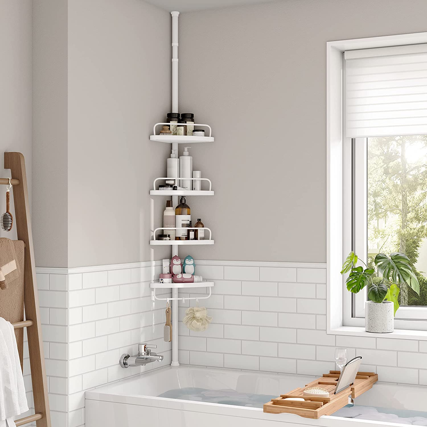 Podesiva teleskopska kupaonska kutna polica, 85-305 cm | SONGMICS-vitahome.hr