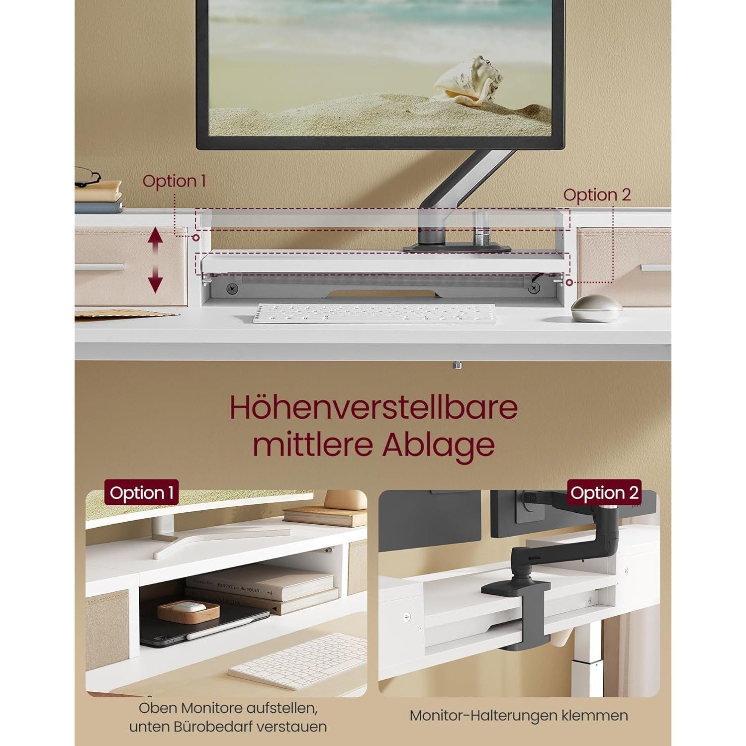 Podesivi električni radni stol, 60 x 120 x (72-120) cm, bijeli | VASAGLE-vitahome.hr