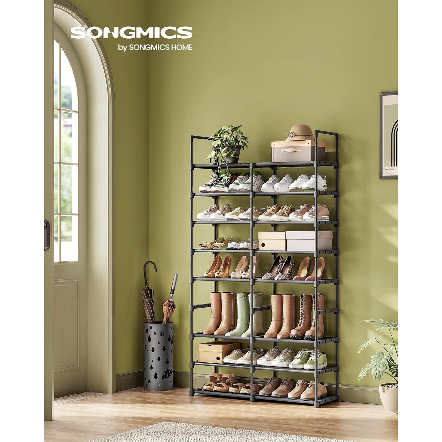 Podesivi stalak za cipele na 8 razina, 29,5 x 86,9 x 157,6 cm, crni | SONGMICS-vitahome.hr