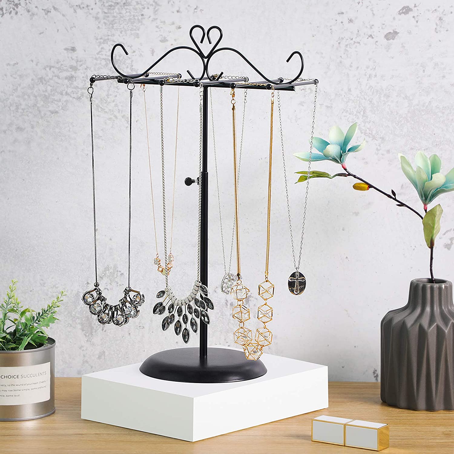 Podesivi stalak za nakit, 20,5 x (28-45) x 14 cm, crne boje | SONGMICS-vitahome.hr