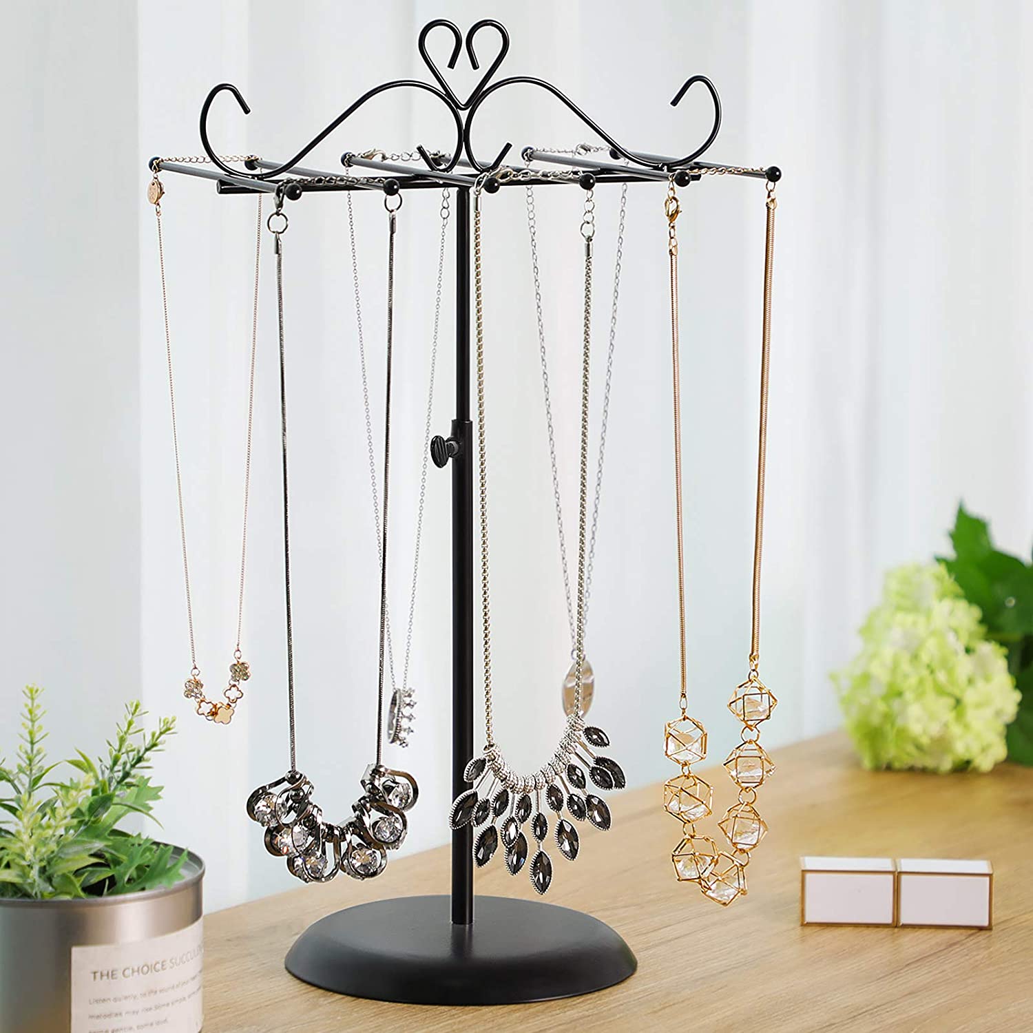 Podesivi stalak za nakit, 20,5 x (28-45) x 14 cm, crne boje | SONGMICS-vitahome.hr