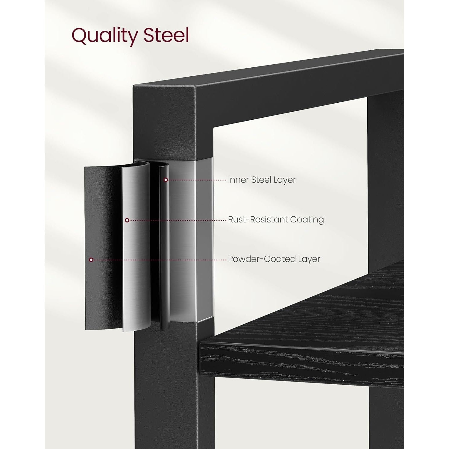 Polica na 6 razina, industrijski stil, 30 x 80 x 186 cm, crne boje | VASAGLE-vitahome.hr