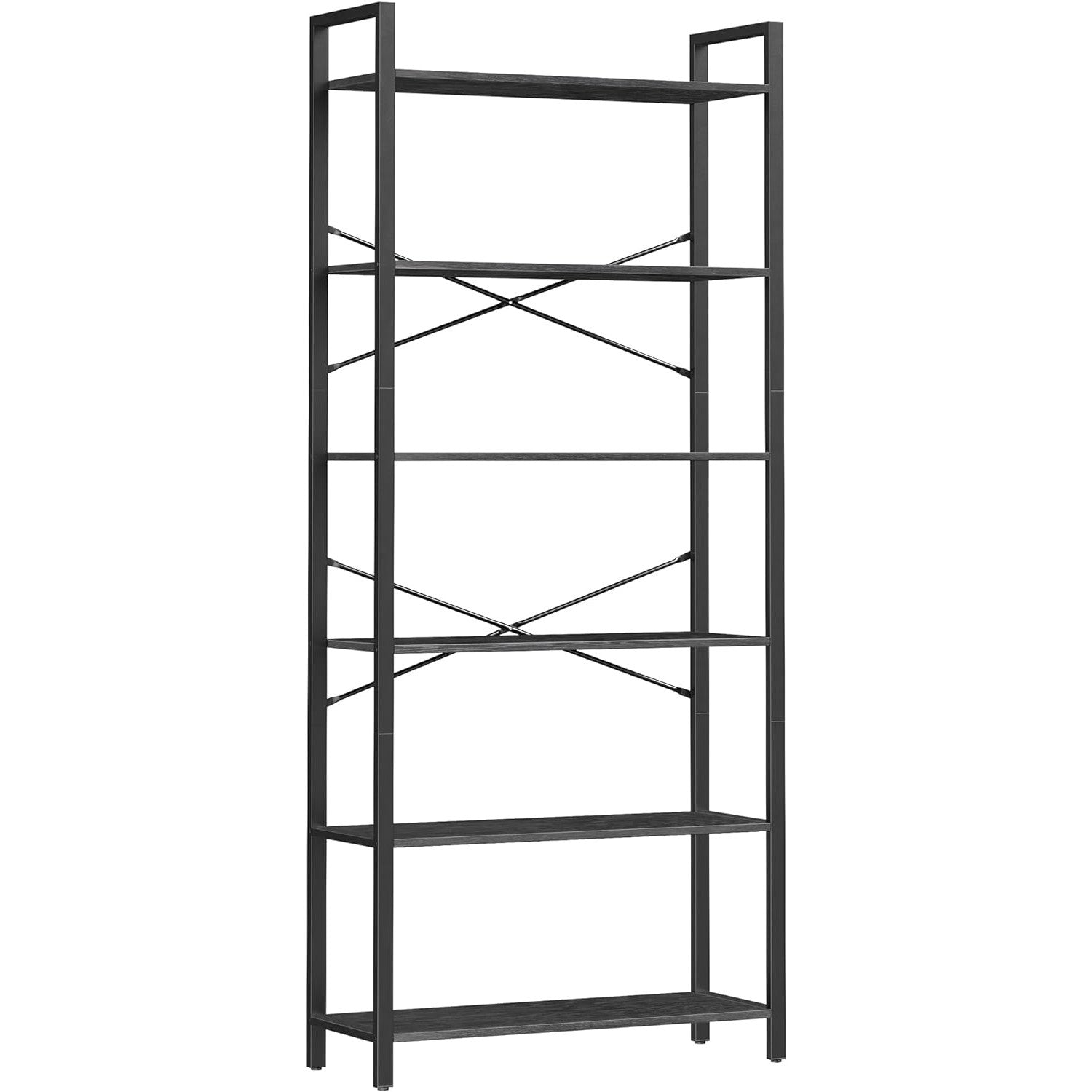 Polica na 6 razina, industrijski stil, 30 x 80 x 186 cm, crne boje | VASAGLE-vitahome.hr