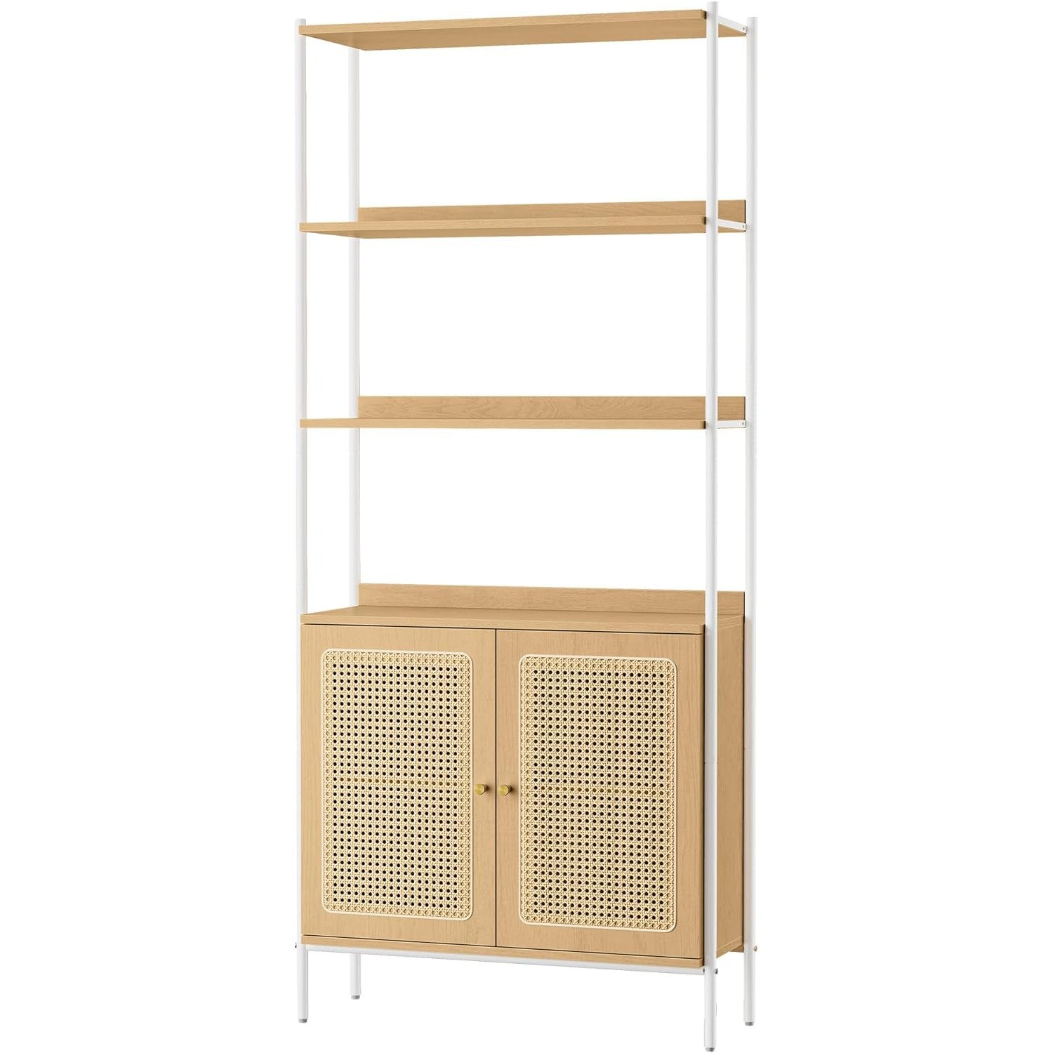 Polica na 6 razina s zatvorenim pretincem, 30x76,4x174,7 cm, bijela-hrast | VASAGLE-vitahome.hr
