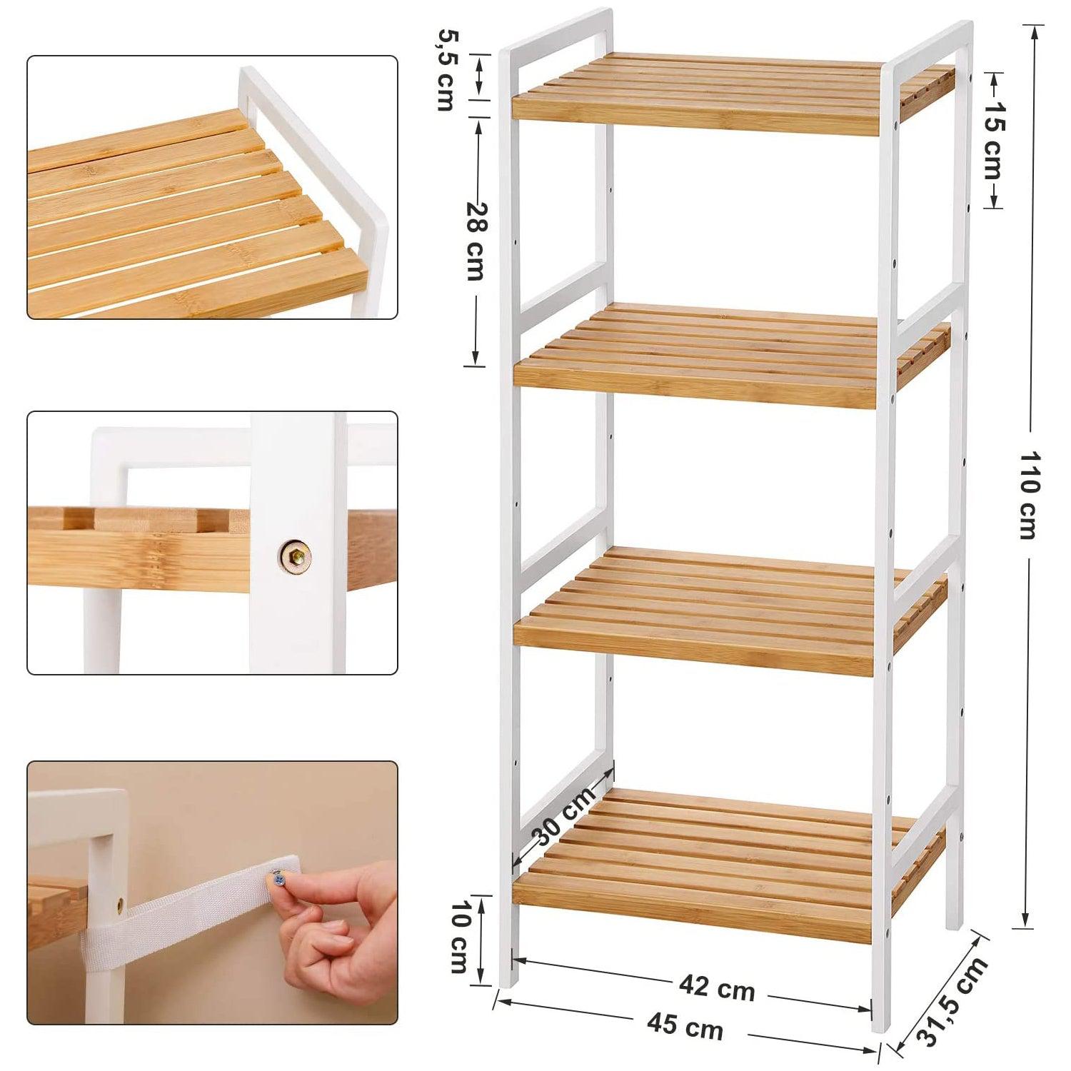 Polica od bambusa, kuhinjska polica, kupaonska polica, 45 x 31,5 x 110 cm | SONGMICS-vitahome.hr