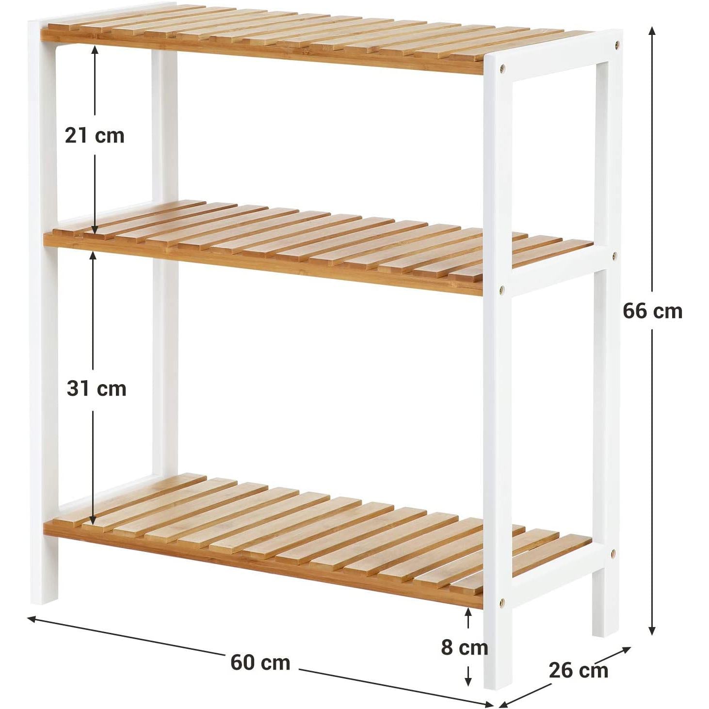 Polica od bambusa, stalak za cipele na 3 razine 60 x 66 x 26 cm | SONGMICS-vitahome.hr
