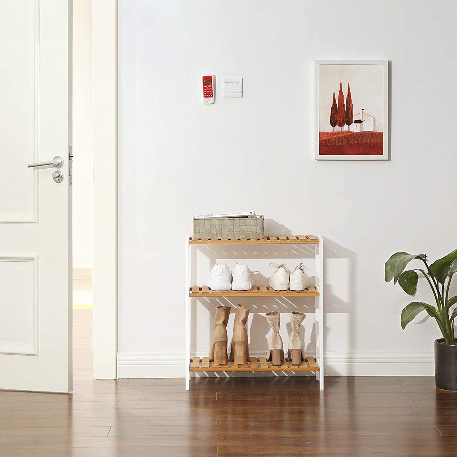 Polica od bambusa, stalak za cipele na 3 razine 60 x 66 x 26 cm | SONGMICS-vitahome.hr