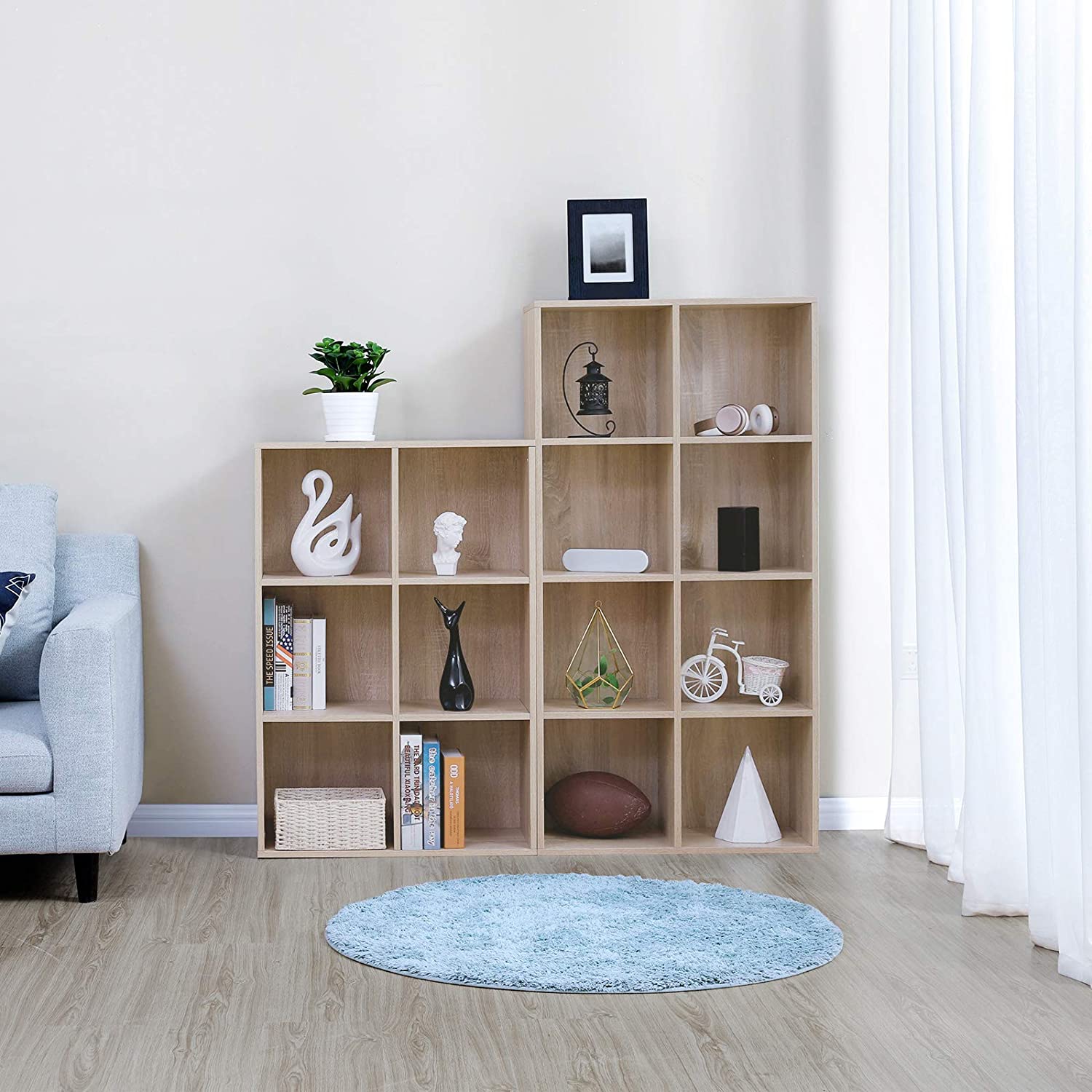 Polica s 8 odjeljaka, polica za knjige, ukrasna polica, 65,5 x 30 x 129,5 cm | VASAGLE-vitahome.hr