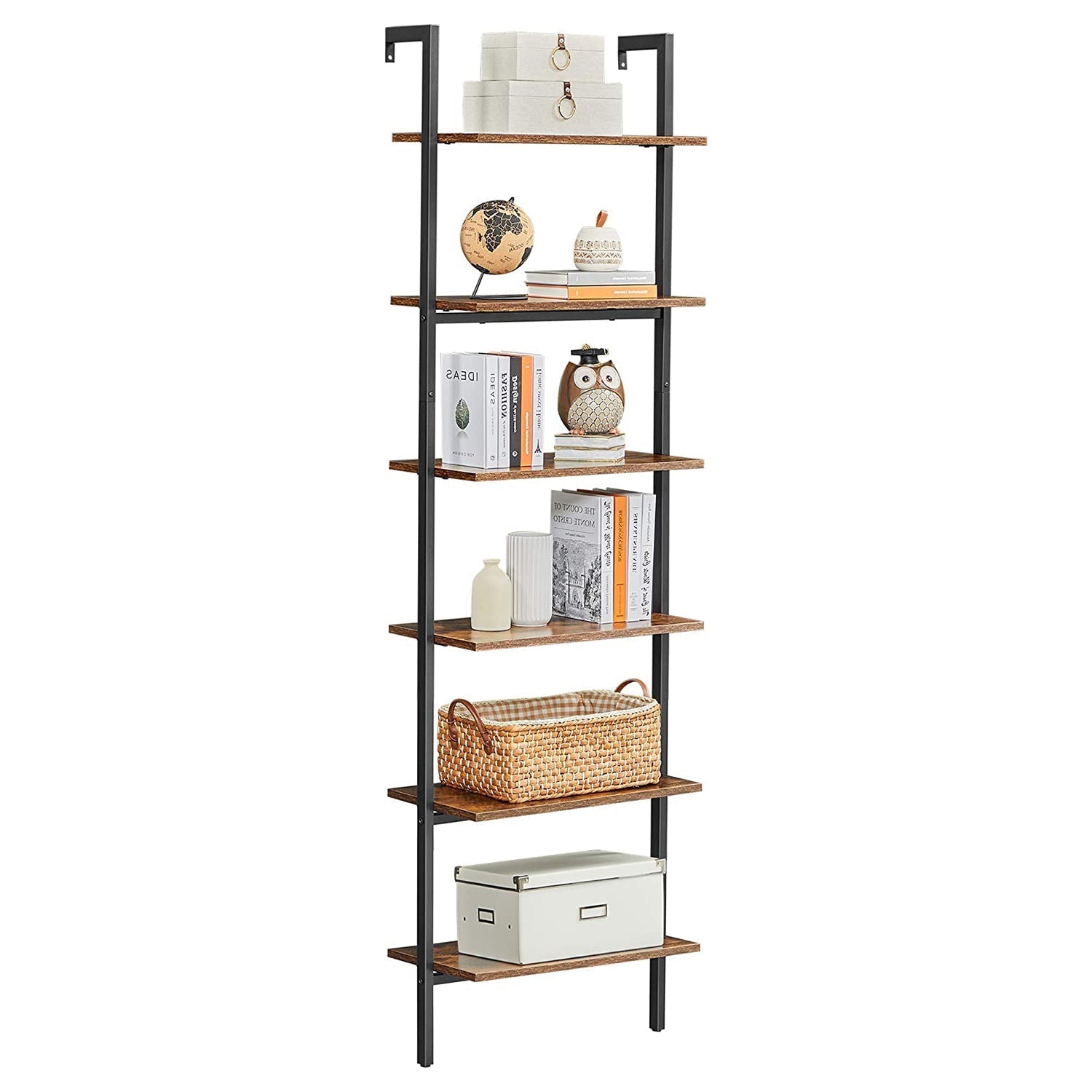 Polica s ljestvama, polica za knjige na 6 razina 60 x 204,8 x 30 cm | VASAGLE-vitahome.hr