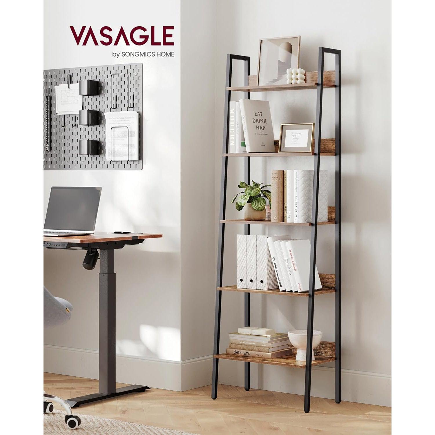 Polica s ljestvama, uska polica za knjige na 5 razina, rustikalno smeđa | Vasagle-vitahome.hr