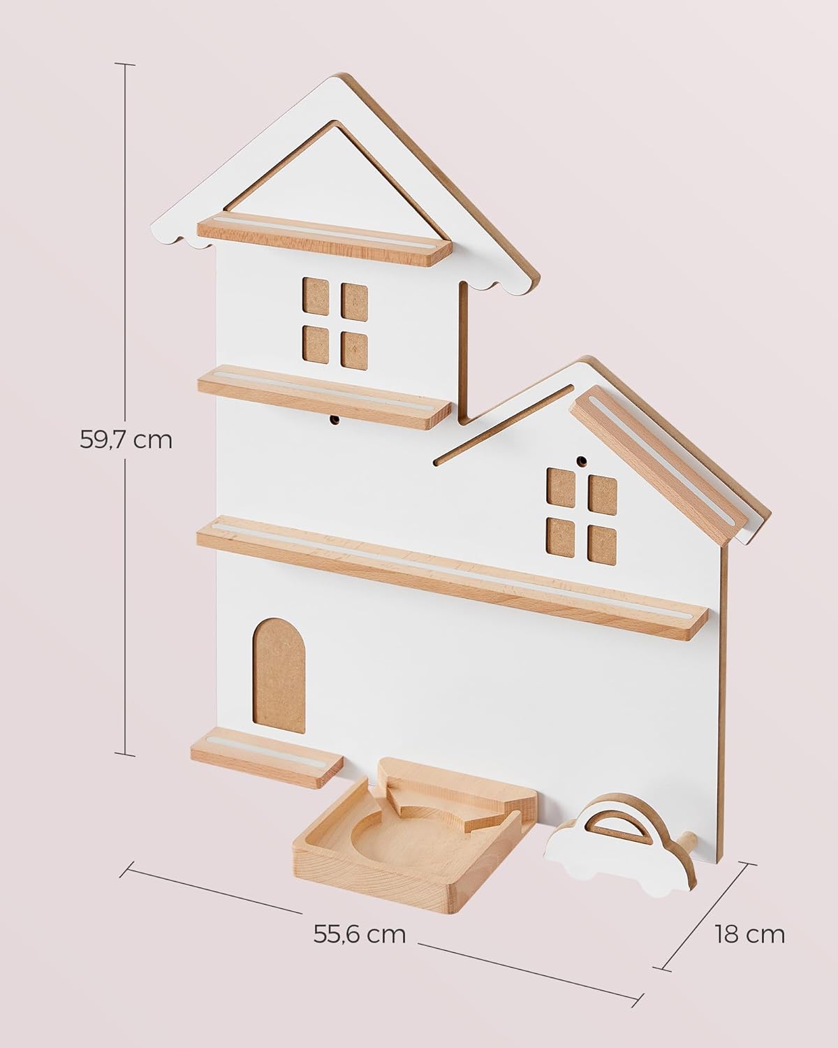 Polica u obliku kućice, 18 x 55,6 x 59,7 cm, oblačno bijele boje | SONGMICS-vitahome.hr