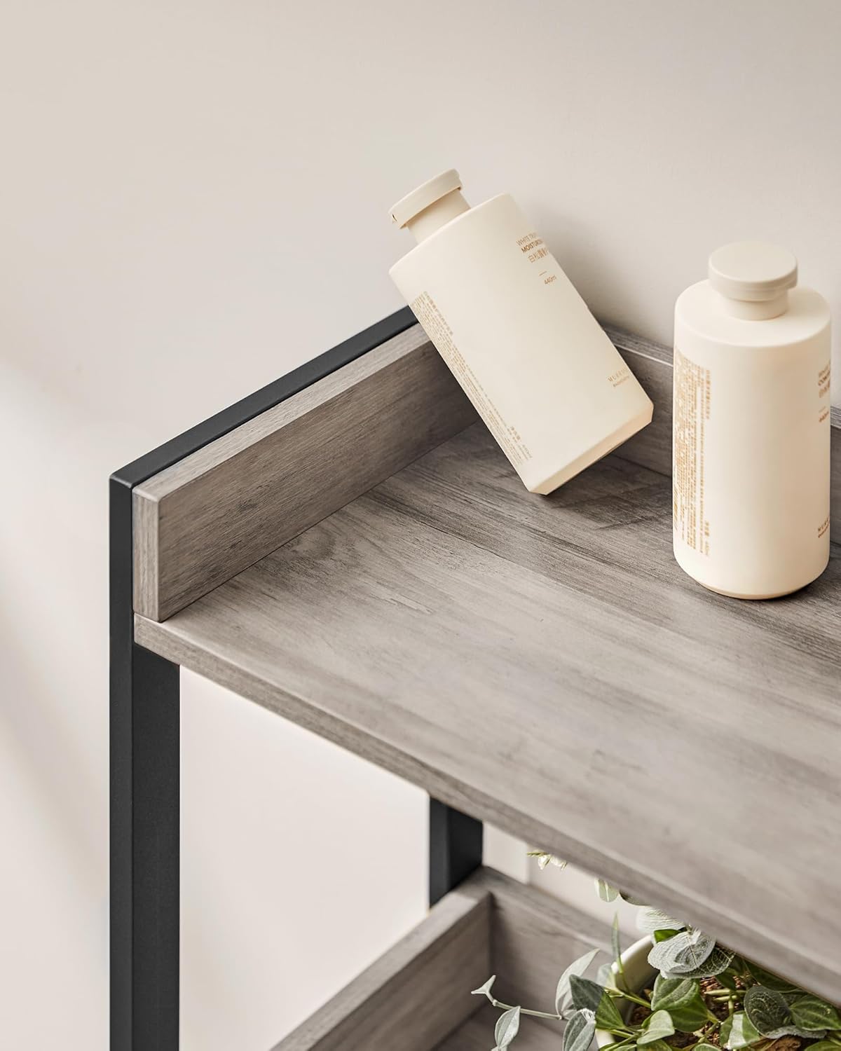 Polica za iznad WC školjke/perilice rublja s 3 razine, sivo-bež i crna