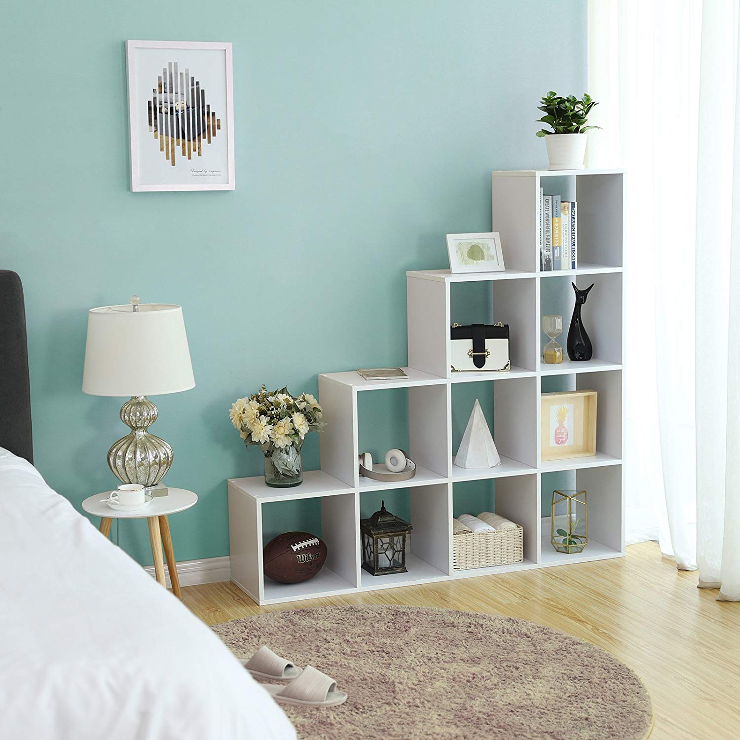 Polica za knjige, 10 kockastih polica, 129,5 x 29 x 129,5 cm Bijela | Vasagle-vitahome.hr