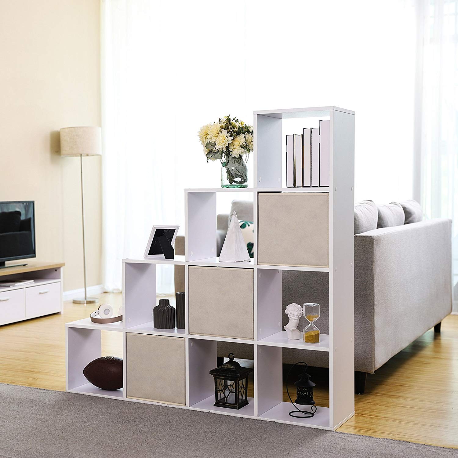 Polica za knjige, 10 kockastih polica, 129,5 x 29 x 129,5 cm Bijela | Vasagle-vitahome.hr