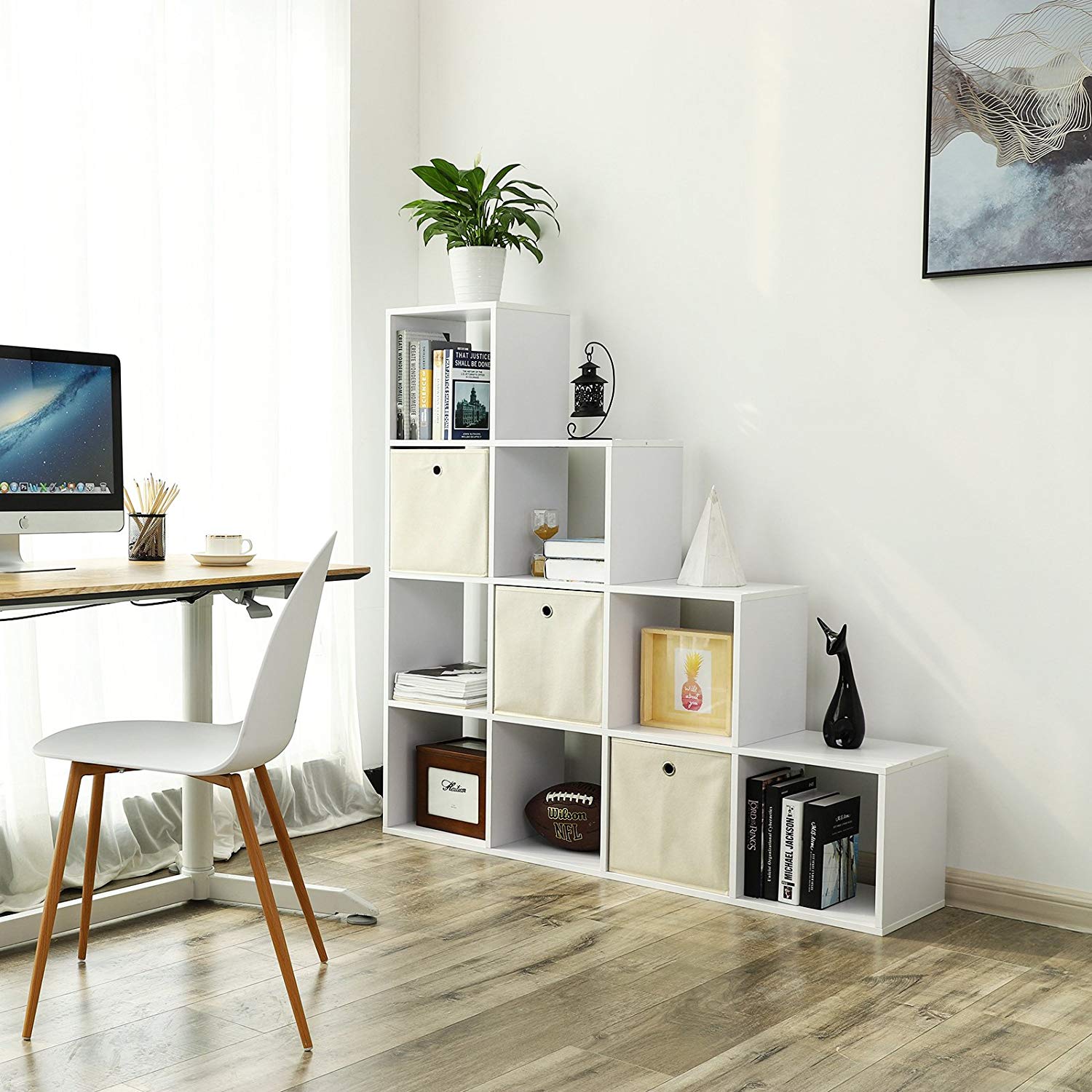 Polica za knjige, 10 kockastih polica, 129,5 x 29 x 129,5 cm Bijela | Vasagle-vitahome.hr