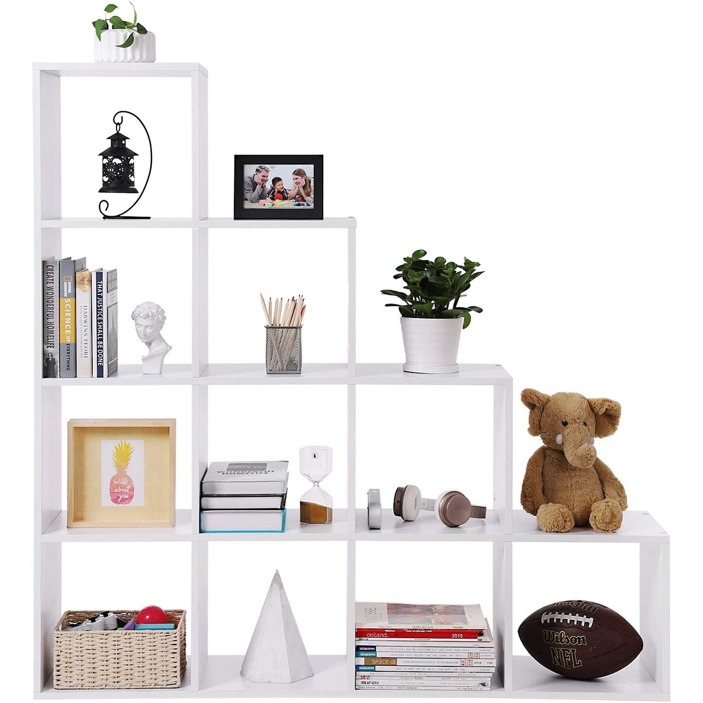 Polica za knjige, 10 kockastih polica, 129,5 x 29 x 129,5 cm Bijela | Vasagle-vitahome.hr