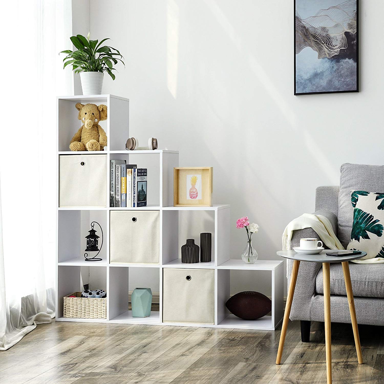 Polica za knjige, 10 kockastih polica, 129,5 x 29 x 129,5 cm Bijela | Vasagle-vitahome.hr