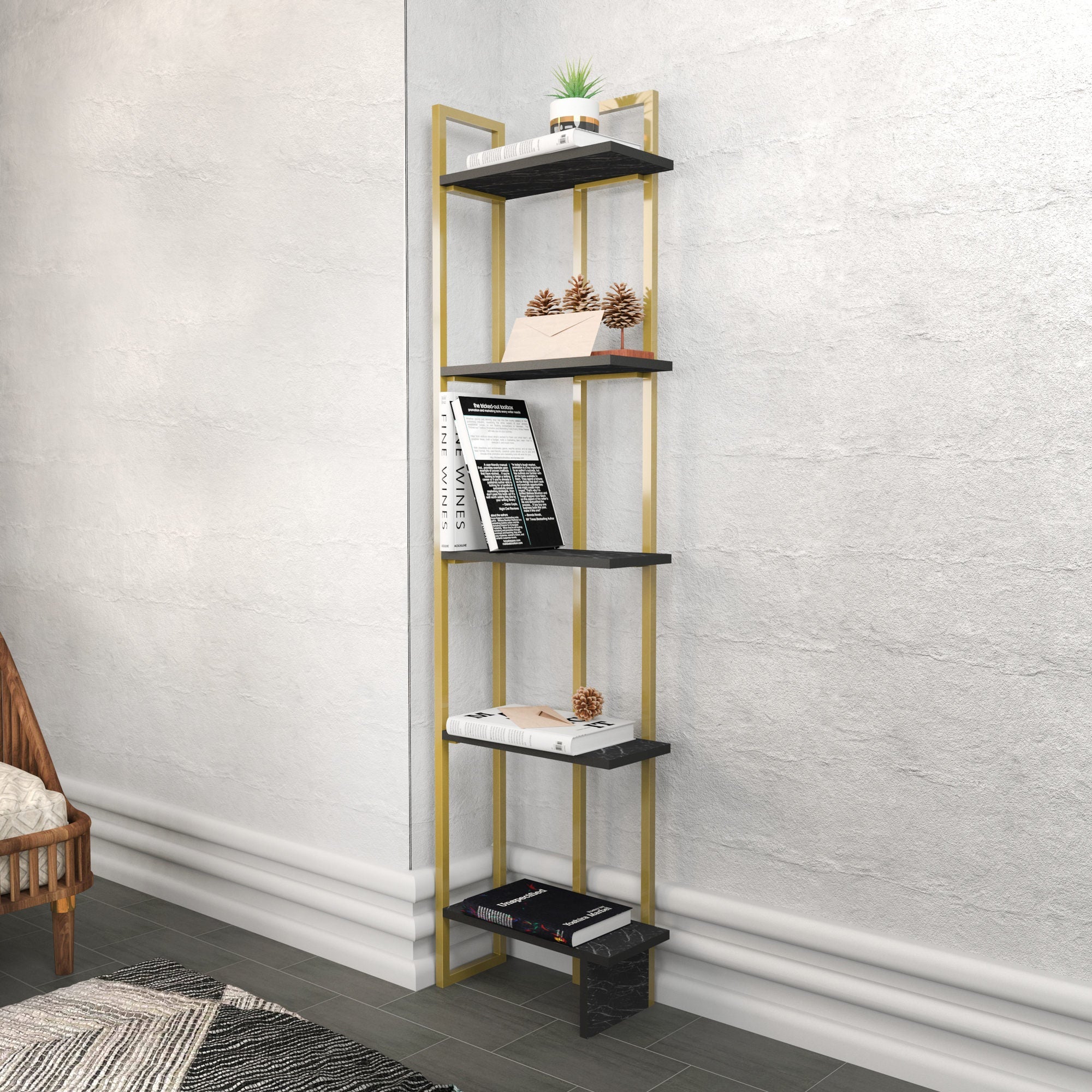 Polica za knjige Alice - Black, Gold | AG-vitahome.hr