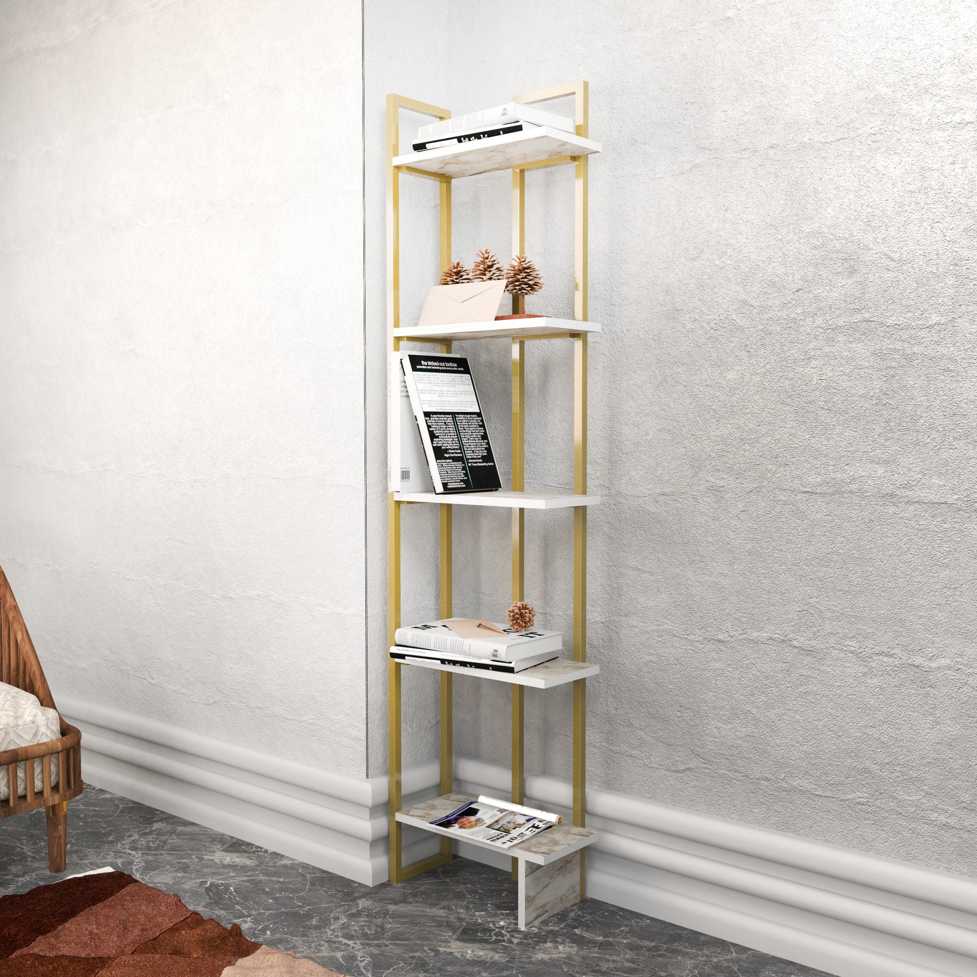 Polica za knjige Alice - Ephesus, Gold | AG-vitahome.hr